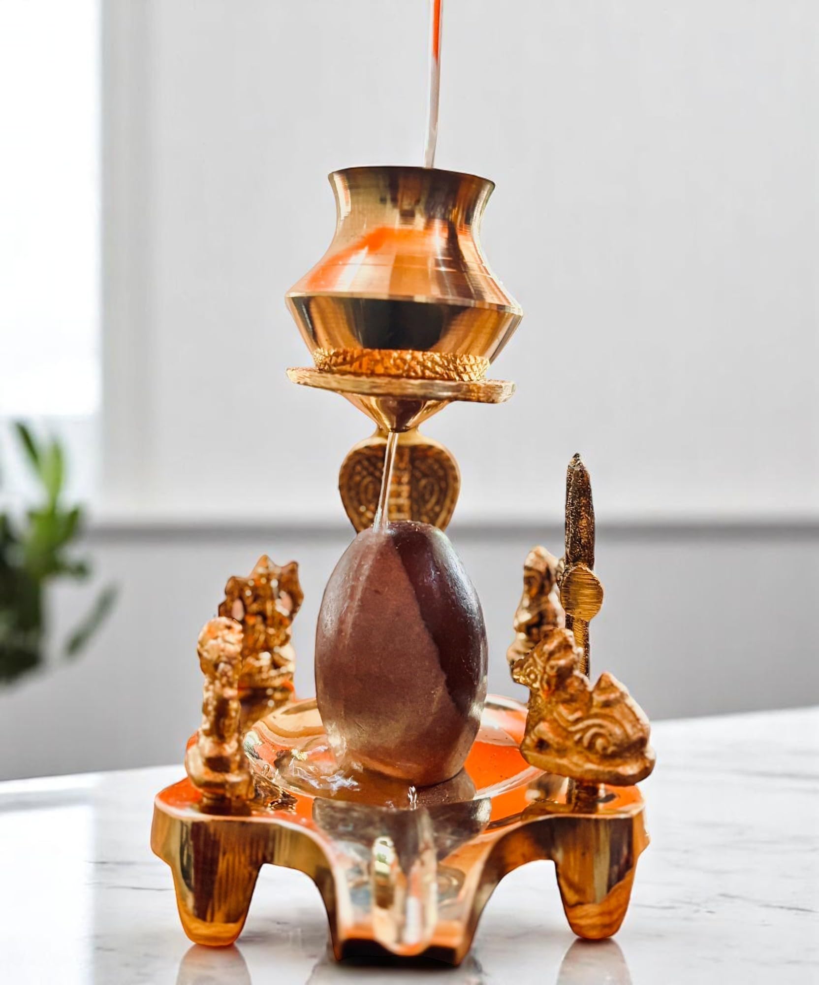 Ani Divine Shiva Family Ganesh, Kartikeya, Parvati & Nandi Ji Heavy Brass Idol With Sacred Narmadeshwar Shivling For Worship, Bl