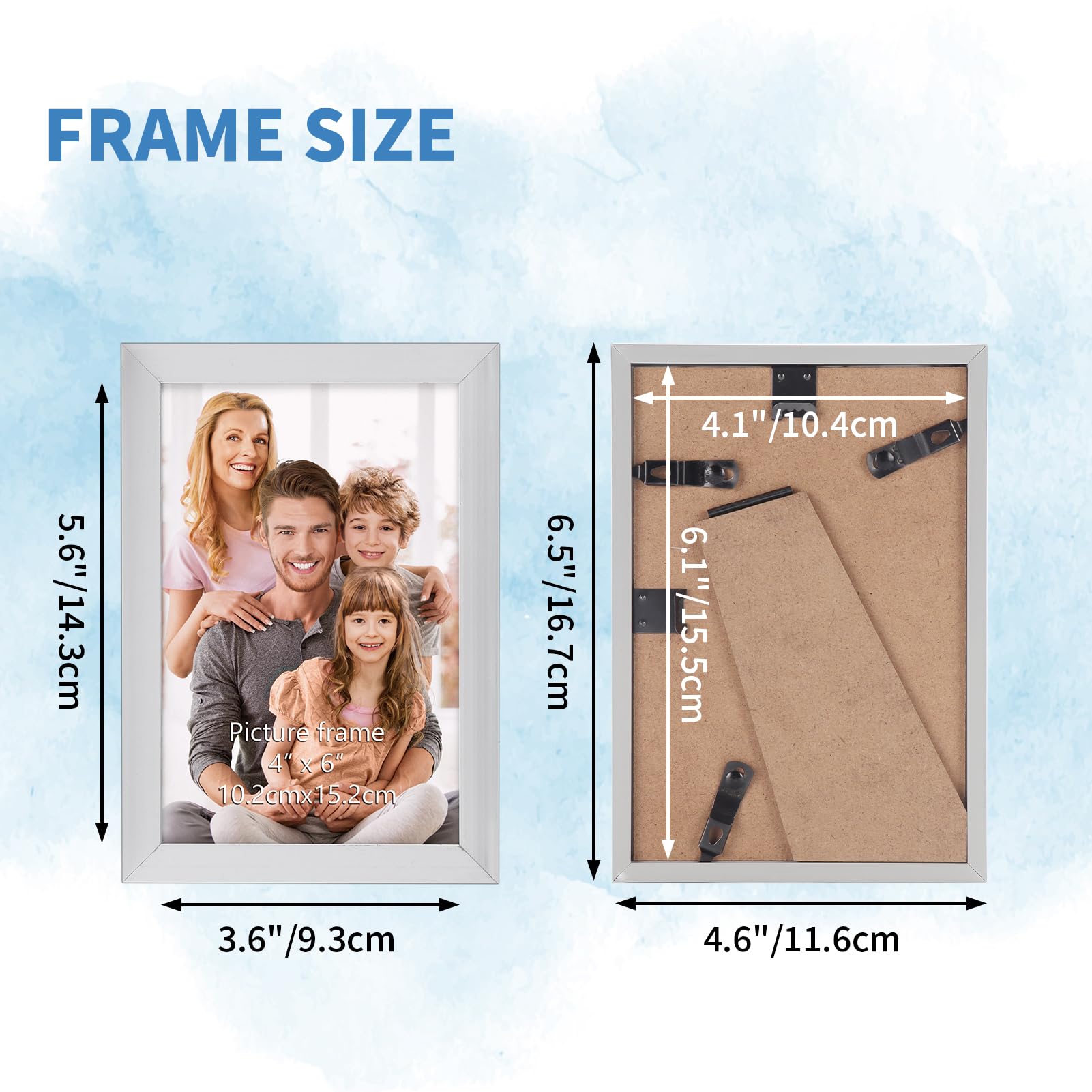 WIFTREY 4x6 Picture Frame Set of 18, 4 x 6 Photo Frames Bulk for Wall Hanging or Tabletop Display, Silver