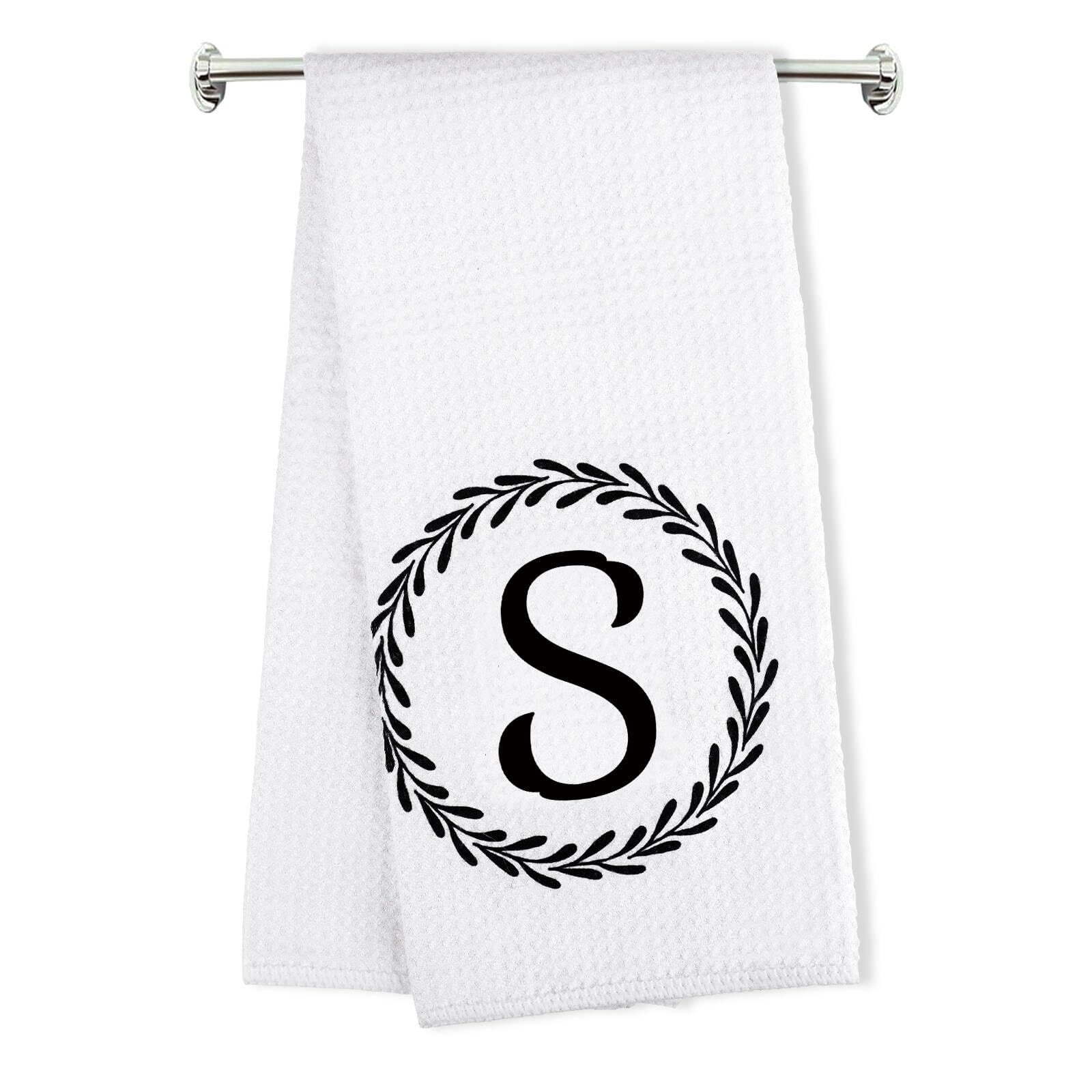 Z-synka Monogrammed Hand Towels Name Ini-tial Letter S Kitchen Towels,Personalized Gifts for Women Wife Mom,Monogram Dish Towel 