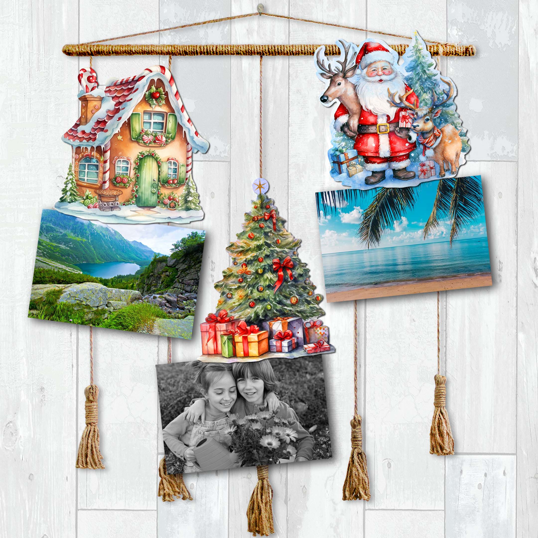 Christmas Is Here Clip-On Eco Wood Decorative Ornaments Set of 3 by G. Debrekht - Christmas Decor - 8091028C-S3