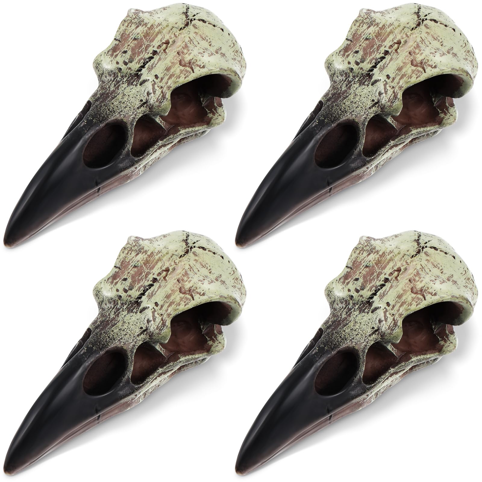 Geetery 2.36 Inches Halloween Raven Skull Figurine Scavenger Gothic Crow Hanging Wall Sculpture Resin Raven Skull Statue for Hom