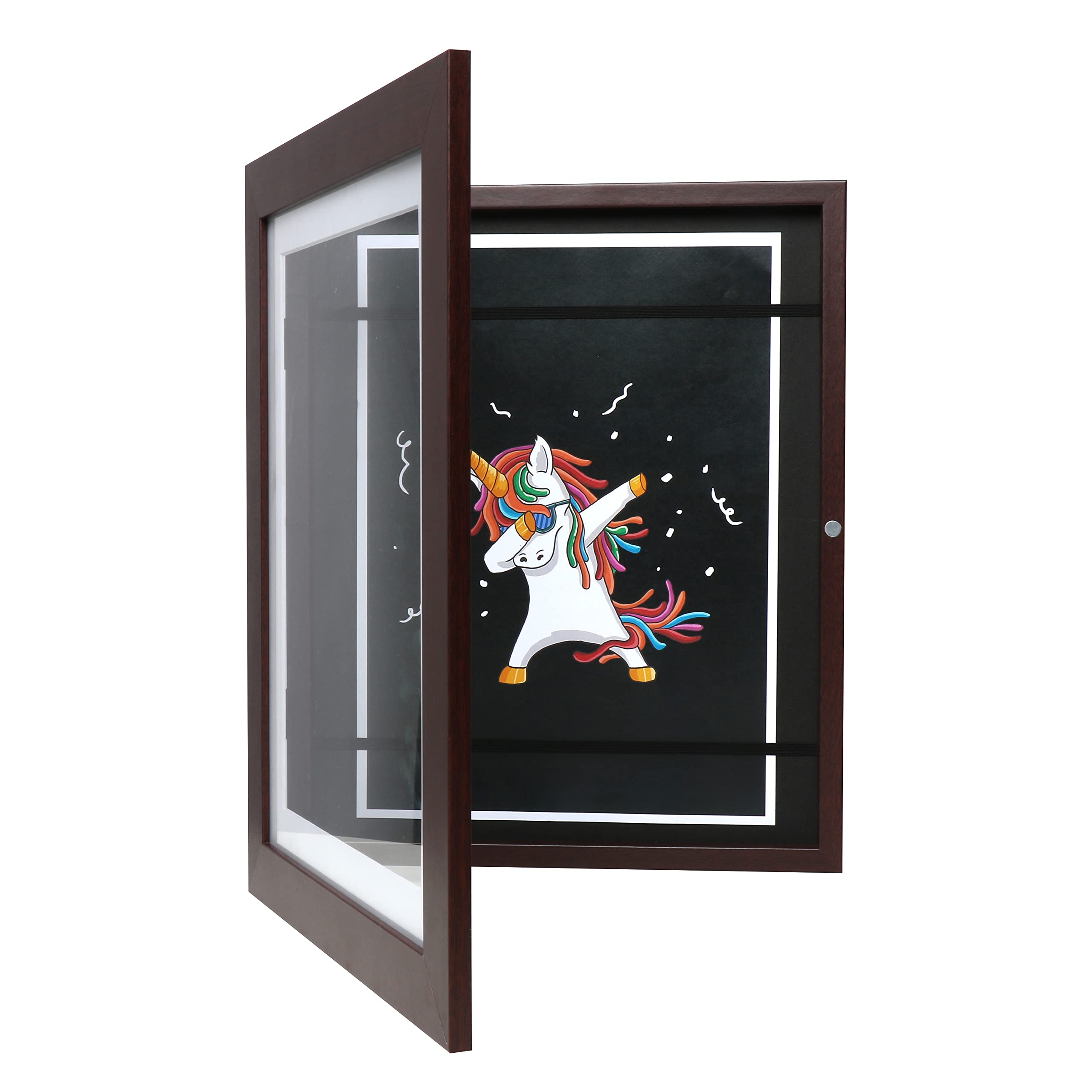 FrameWorks 10    x 12.5    Mahogany Wooden Kids Art Frame - Frames for Kids Artwork with Gallery Style Edges, Tempered Glass Art