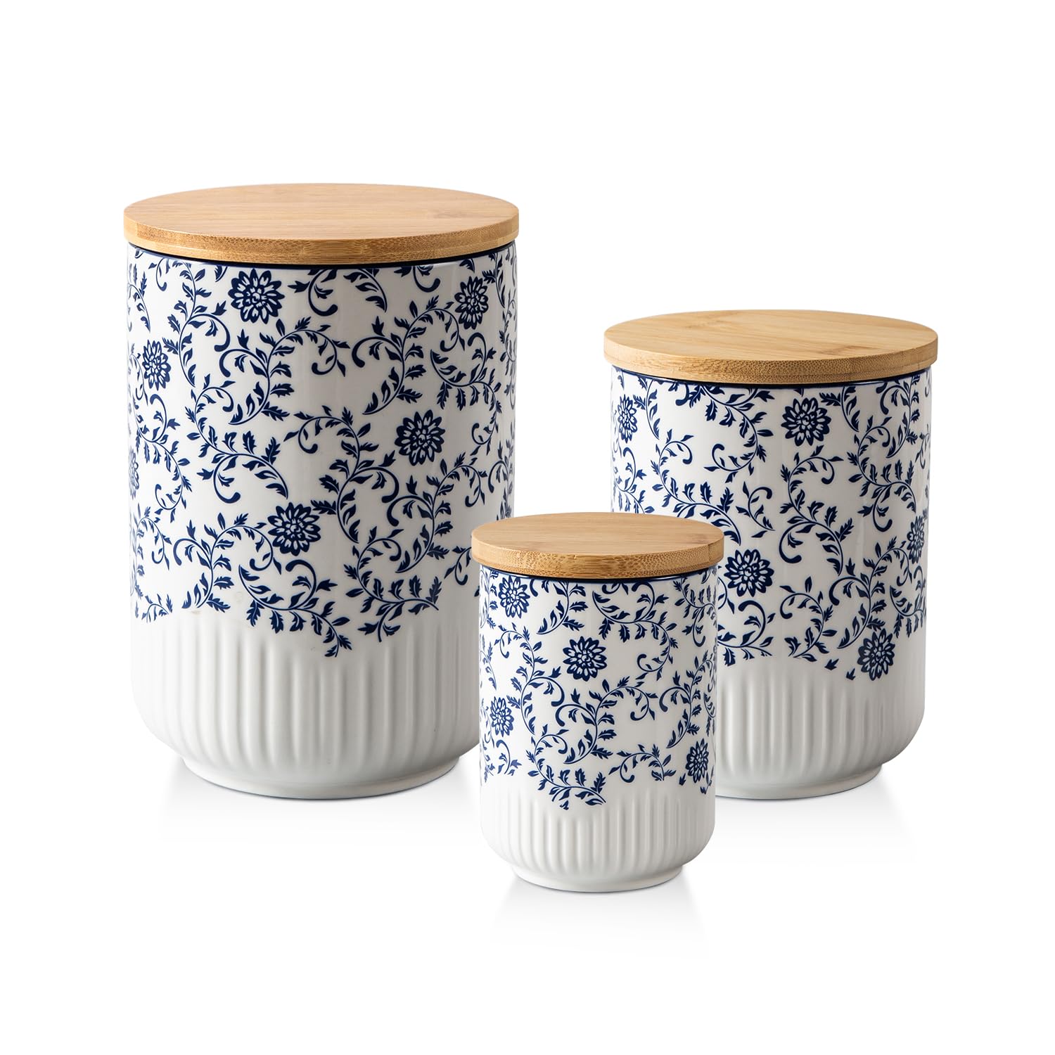 Cerkik 3 Pcs 74/36/18 oz Ceramic Canisters Sets for Kitchen