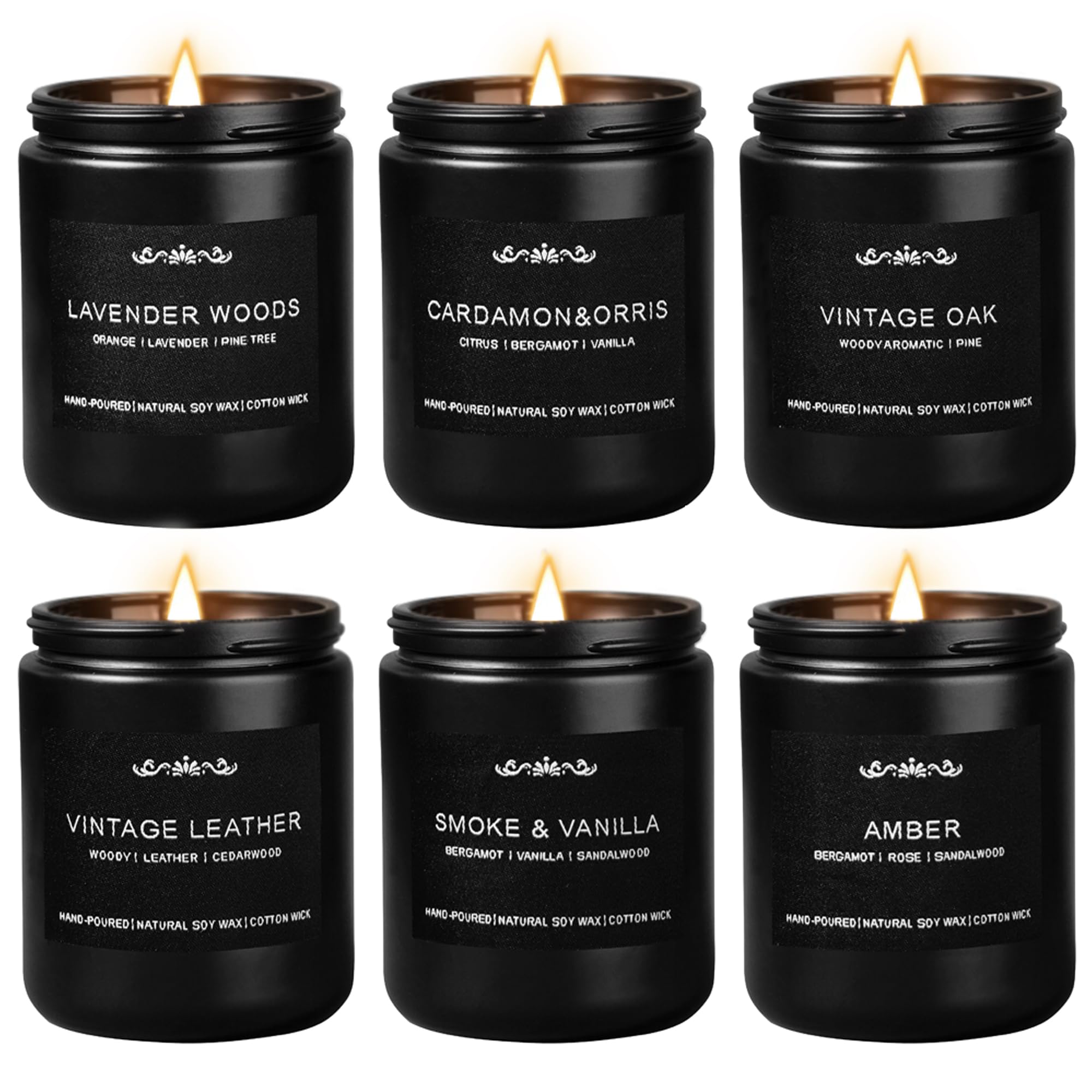 Scented Candles for Men, 6 Pack Candles for Home Scented, 42oz 300 Hour Long Lasting Candles, Set for Men Scented Candles for Ho