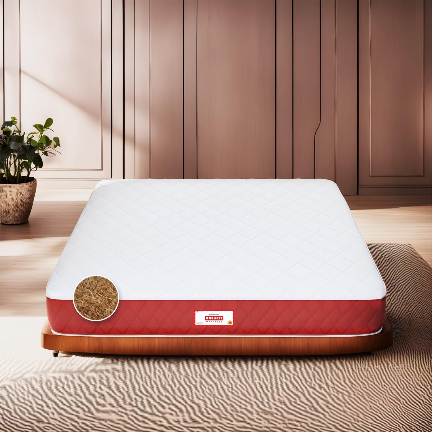Coirfit Magic Orthopedic Dual Comfort 4.5 Inch King Coir Mattress (72x72 Inches) with Firm Support for Hot Sleepers, Air Mesh Fa