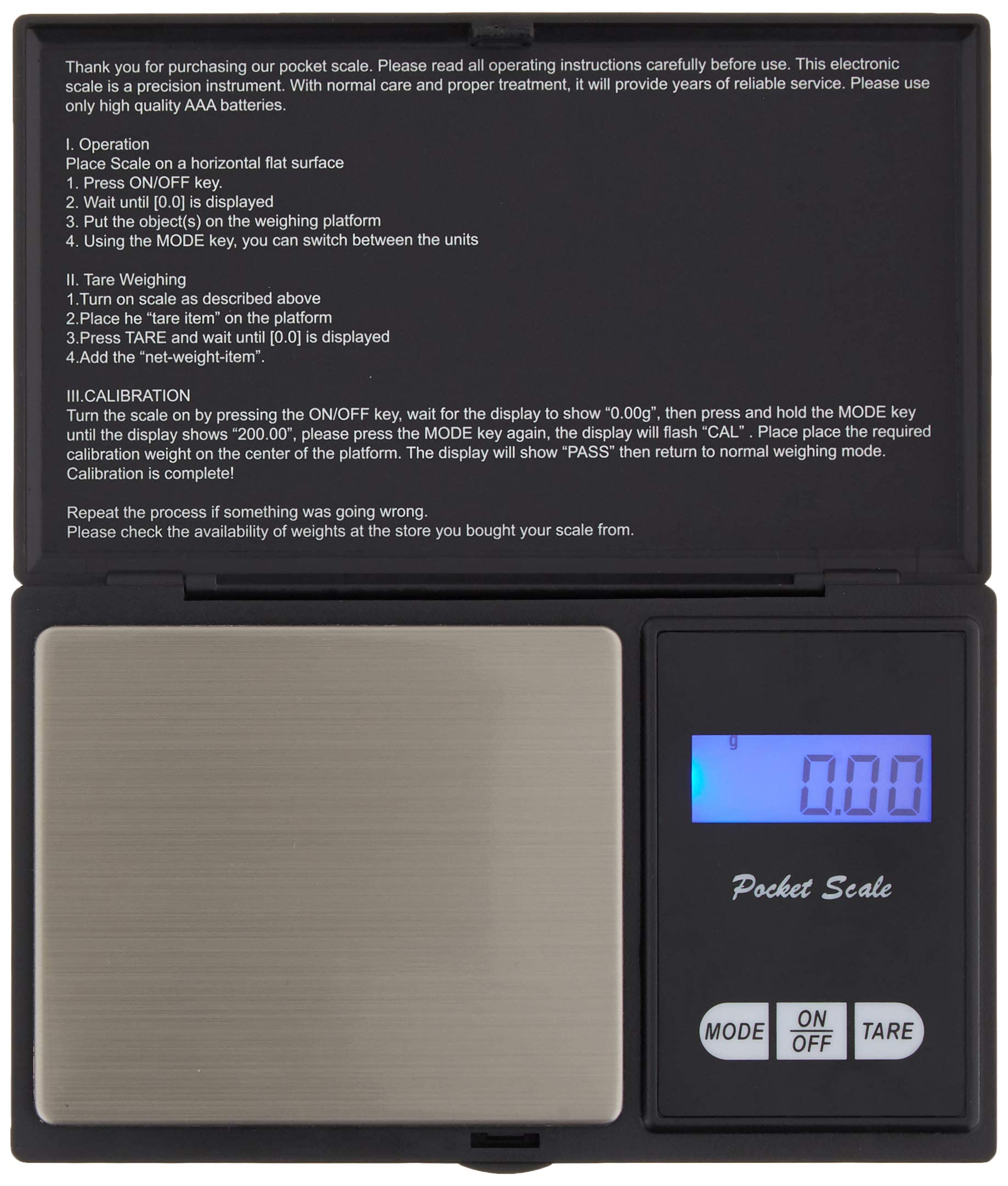 Digital Food Scales Precision 500G/0.01G, Small Pocket Ounces Grams, Portable Travel, Jewelry Scale (Battery Included)