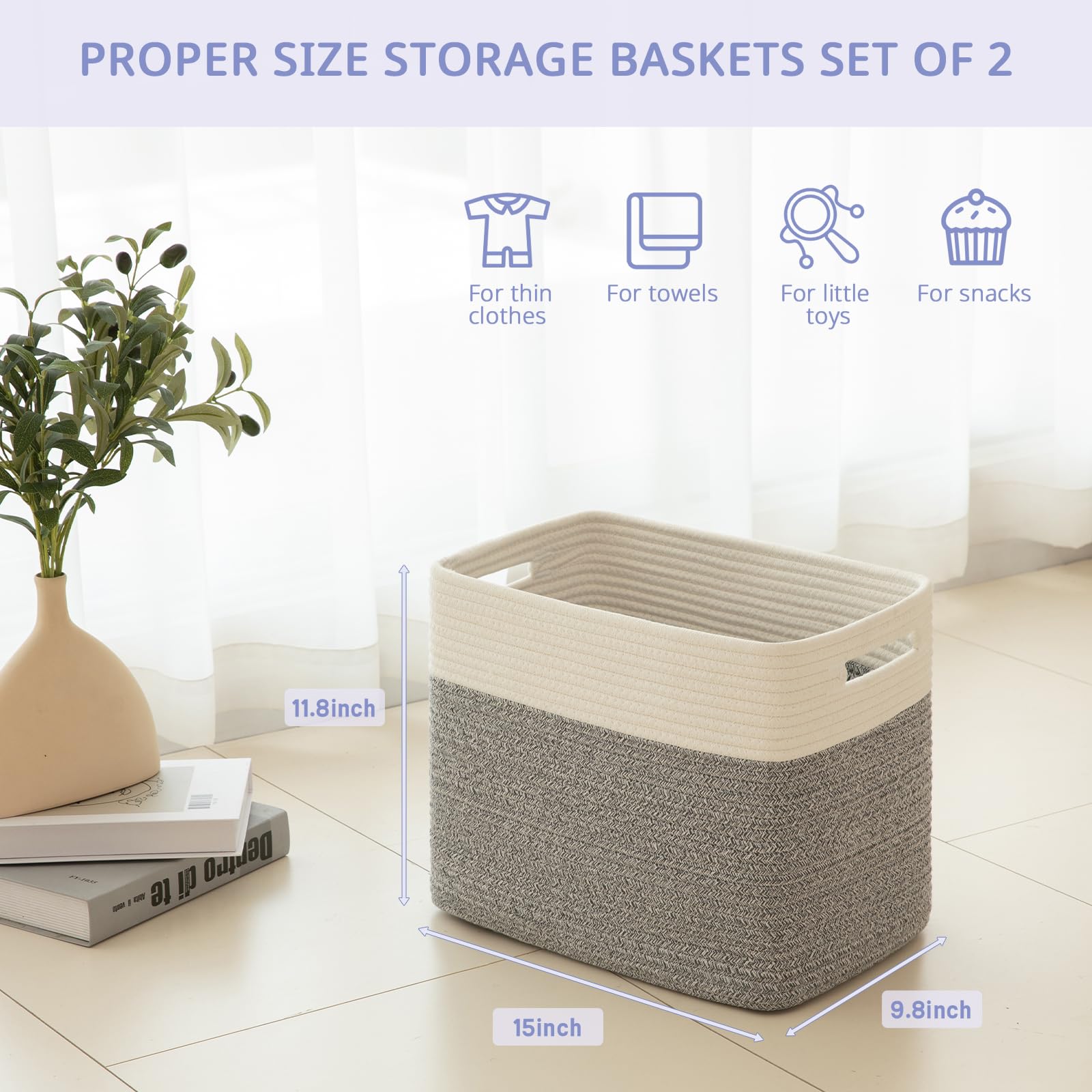 Oiahomy Storage Baskets For Shelf, Toy Storage Basket, Collapsible Storage Bins, Blanket Basket Living Room, Closet Storage For