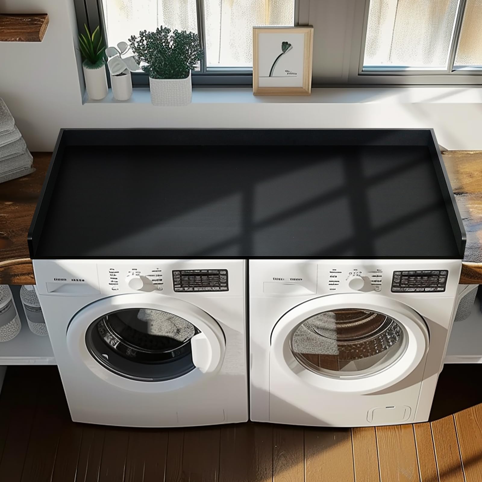 Gashell Washer Dryer Countertop, 27.5'' X 54'' Bamboo Washer And Dryer Countertop For Laundry Room Organization(Black)