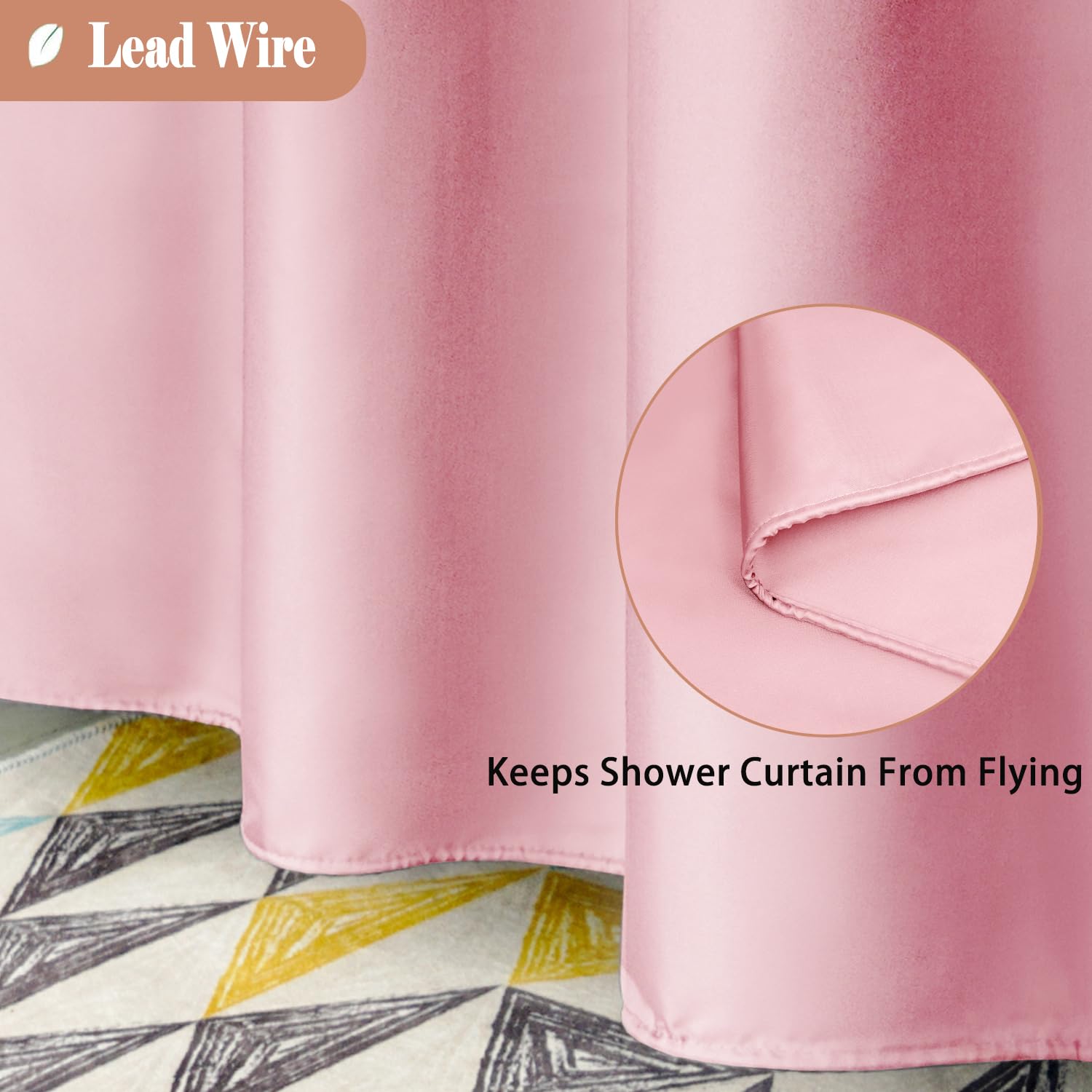 UFRIDAY Pink Shower Curtain Decorative Polyester Fabric Shower Curtain for Bathroom with Sheer Window Set 72 x 72 Inch for Girls Woman Lady Light Pink