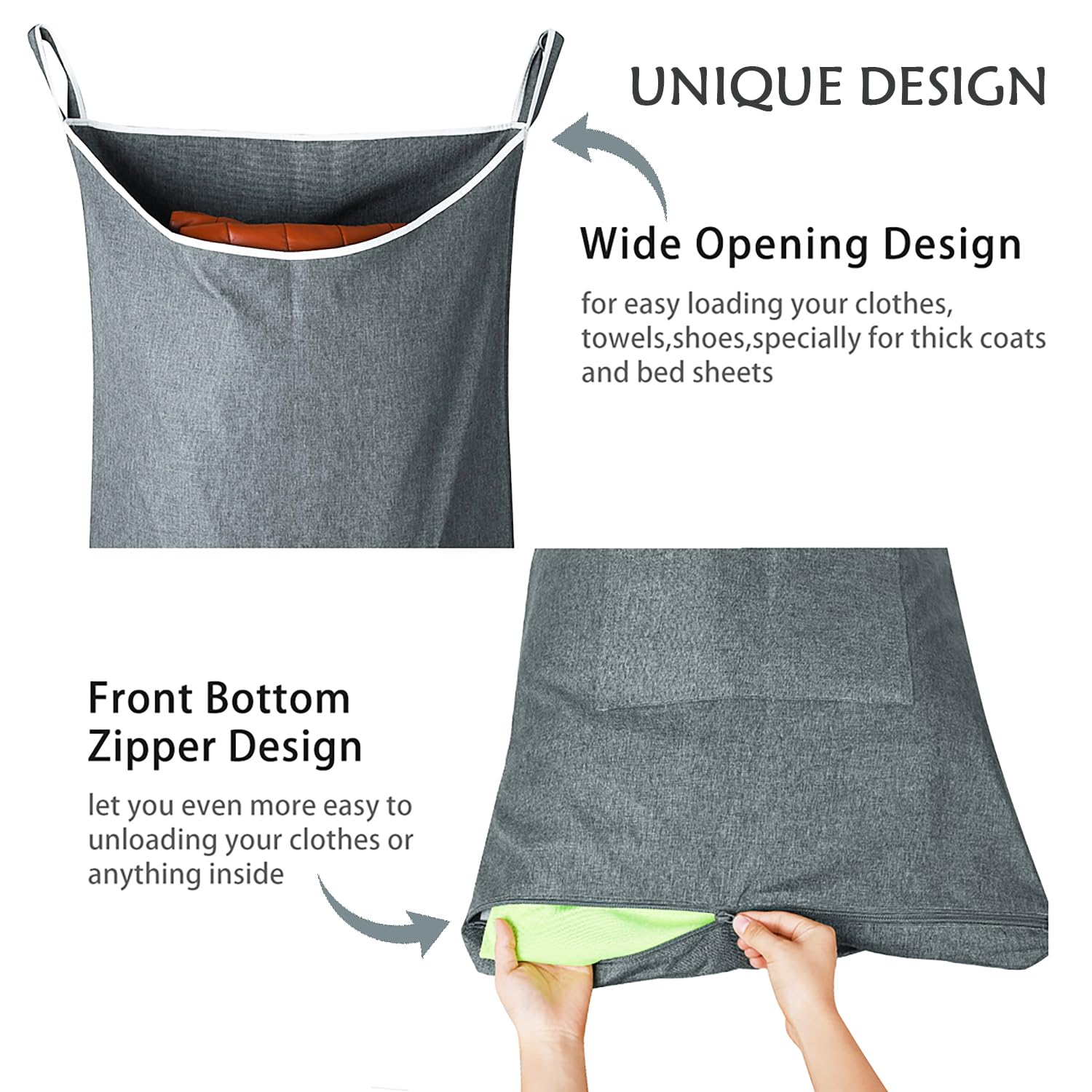 Kingsuslay Xl Hanging Laundry Hamper, Hanging Hamper With Large Openging,Space Saving Hanging Laundry Bag,Over The Door Hamper A