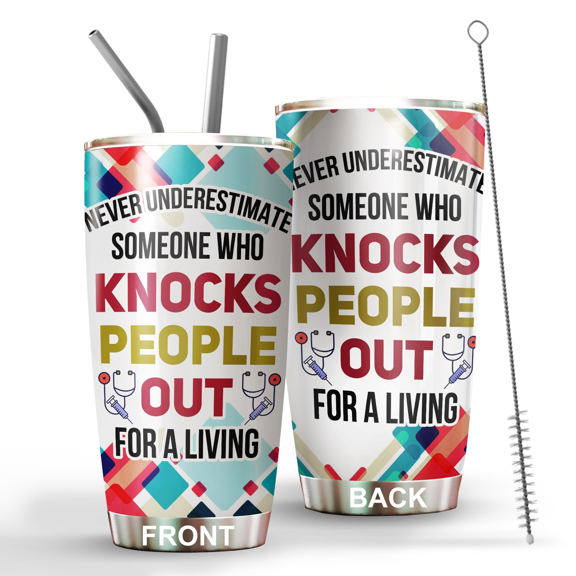 Medroc Anesthesia Tumbler Stainless Steel 20Oz Straw Lid, Anesthesiologist Gift For Birthday Christmas, Anesthesiology Gift For