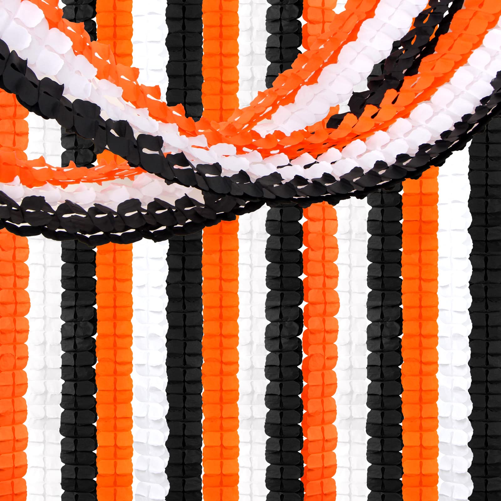 Black-White Orange Halloween Party-Decorations Streamers-Garland - 12Pcs 4-Leaf Clover Paper Streamer,Graduation Wedding Birthda