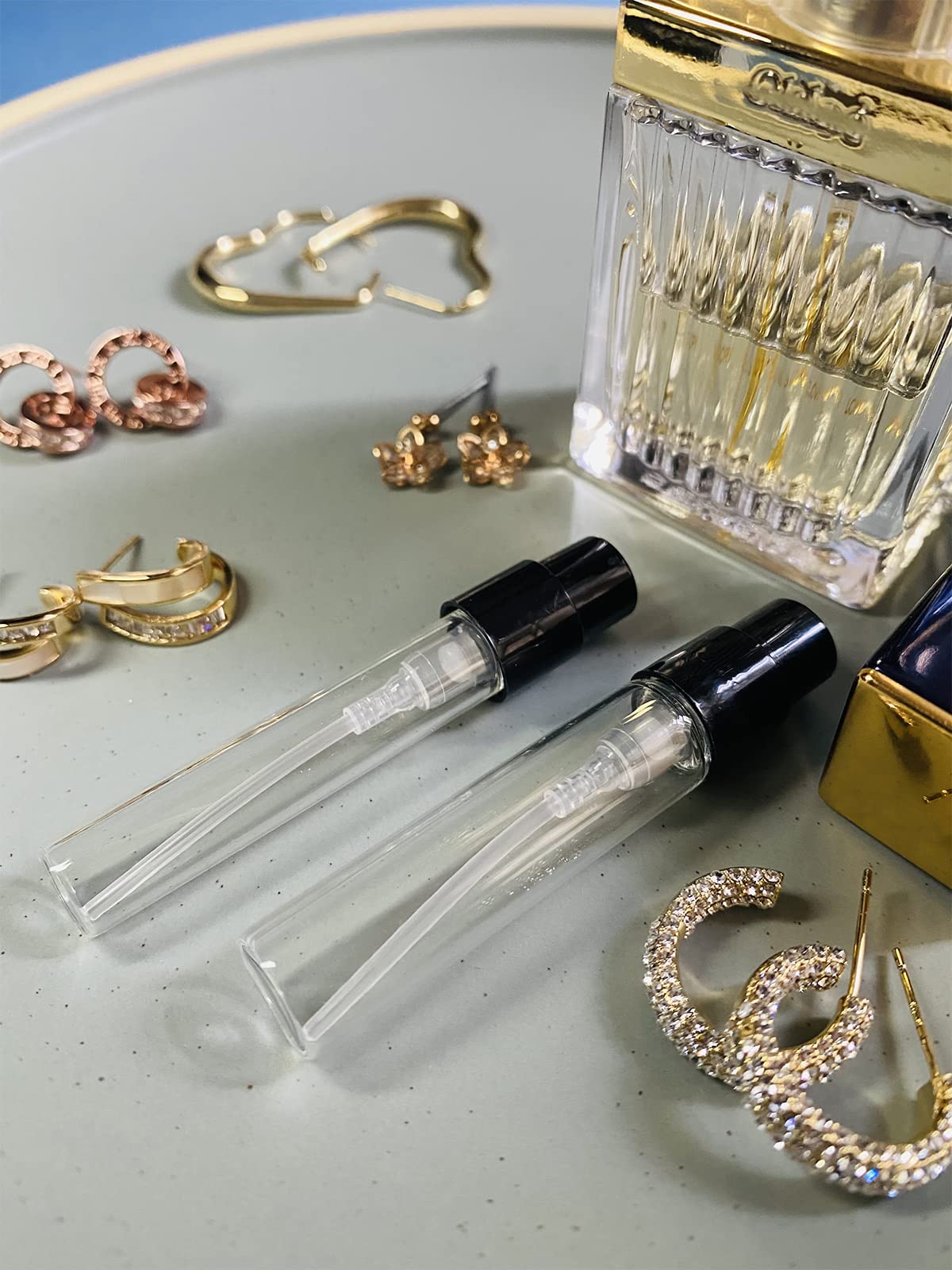 Zbfwmx Mini Refillable Bottle Cologne Sample Pocket Small Empty Glass Spray Bottles Travel Size Atomizer Vintage Perfume Bottle