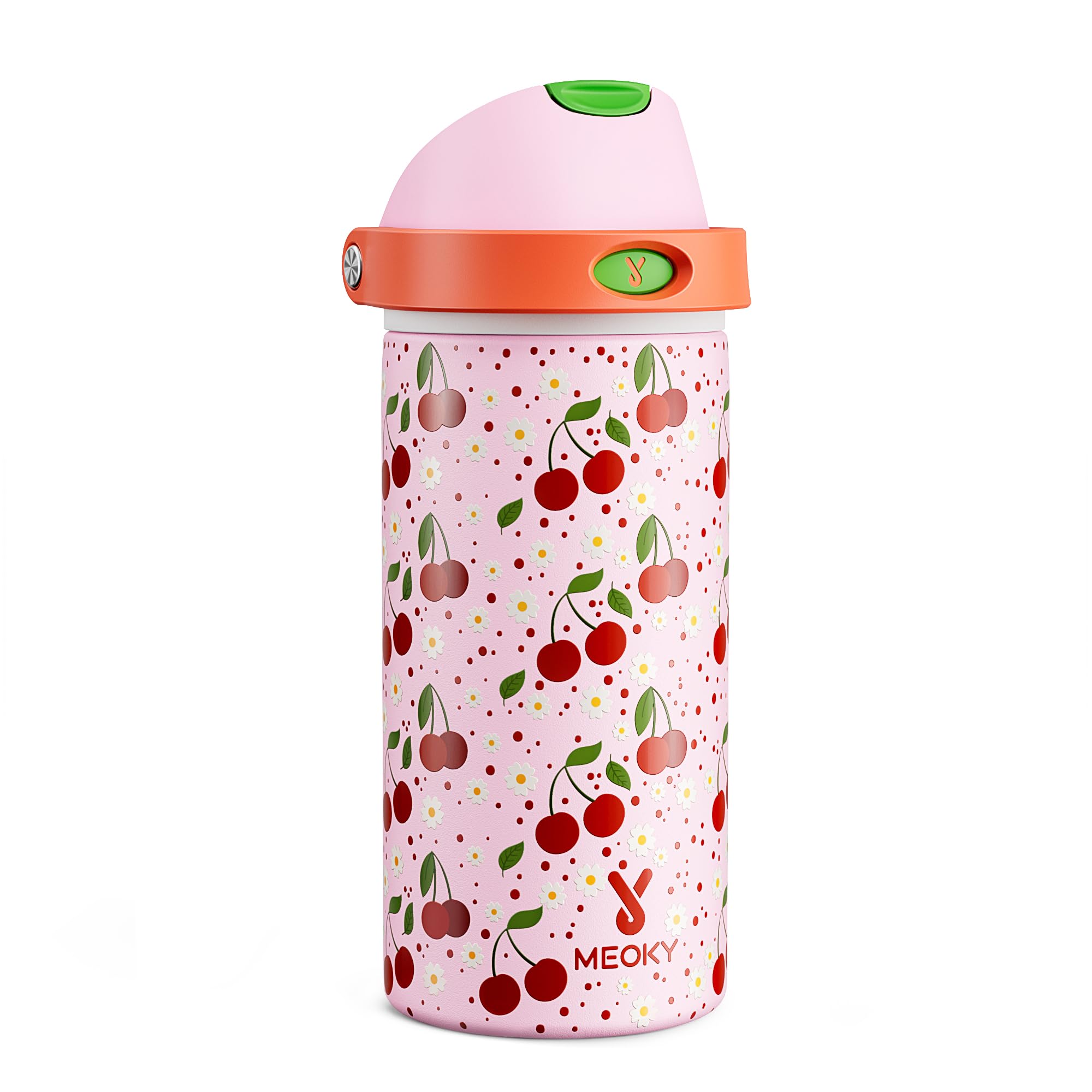 18 oz Insulated Water Bottle for Kids: Meoky Stainless Steel Water Bottle with 2in1 Straw and Spout Lid  Leak Proof, Cold for