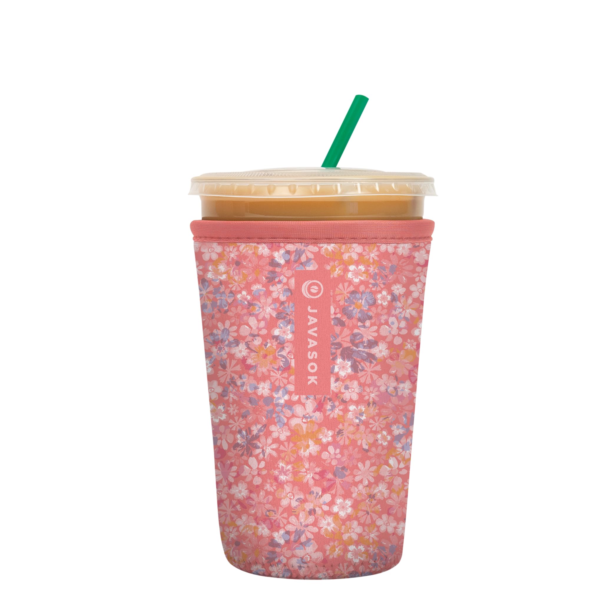 Sok It Java Sok Iced Coffee & Cold Soda Insulated Neoprene Cup Sleeve (Blushing Blooms, Medium: 22-28oz)