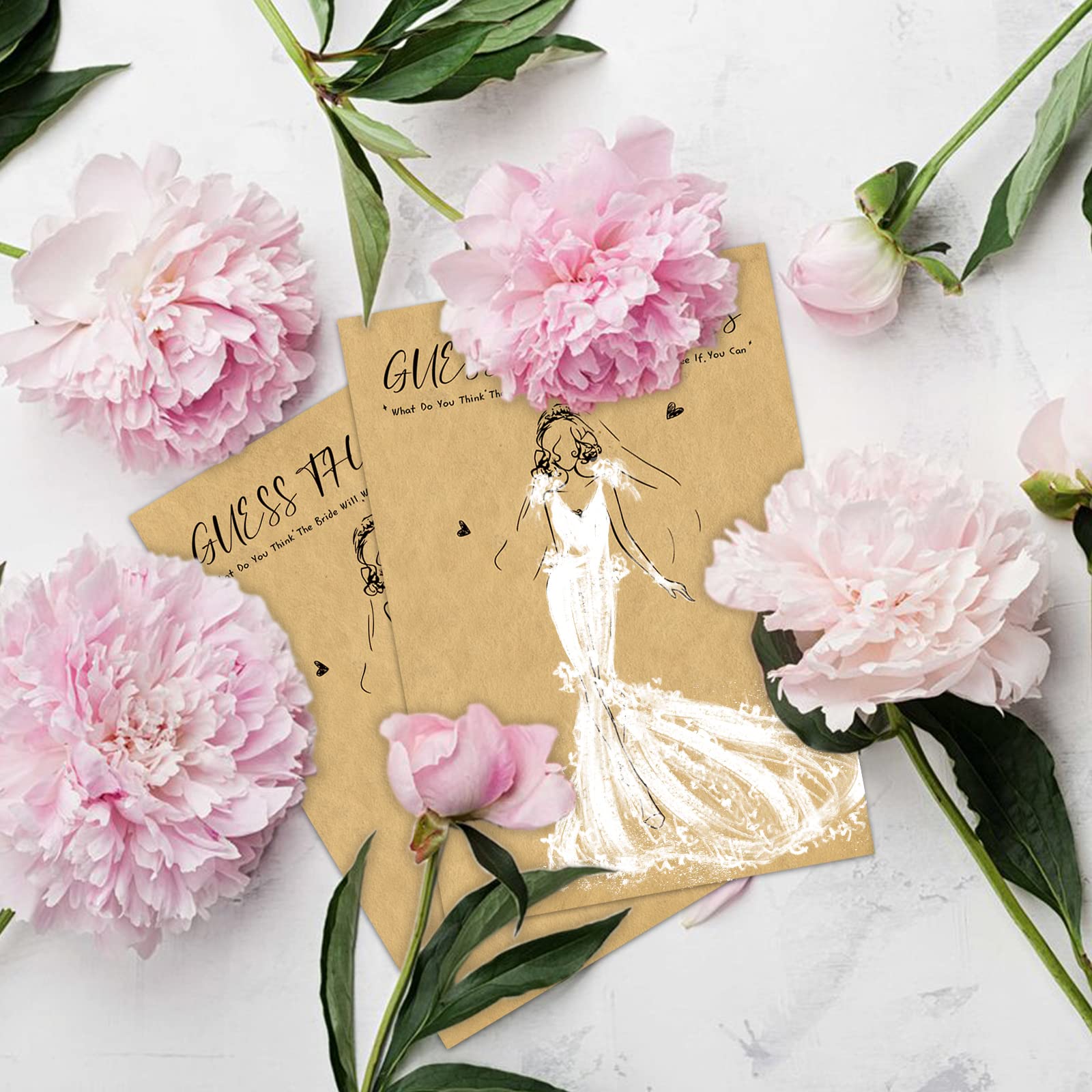 Kalefo Bridal Shower Games - Set Of 25 Cards Guess The Dress Wedding Game Party Supplies Favors