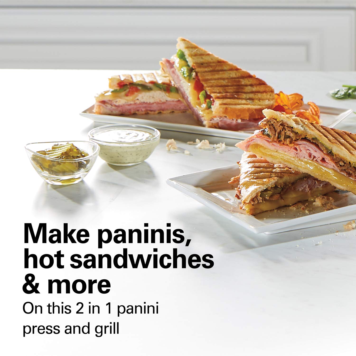 Hamilton Beach Panini Press, Sandwich Maker & Electric Indoor Grill, Upright Storage, Nonstick Easy Clean Grids, Stainless Steel
