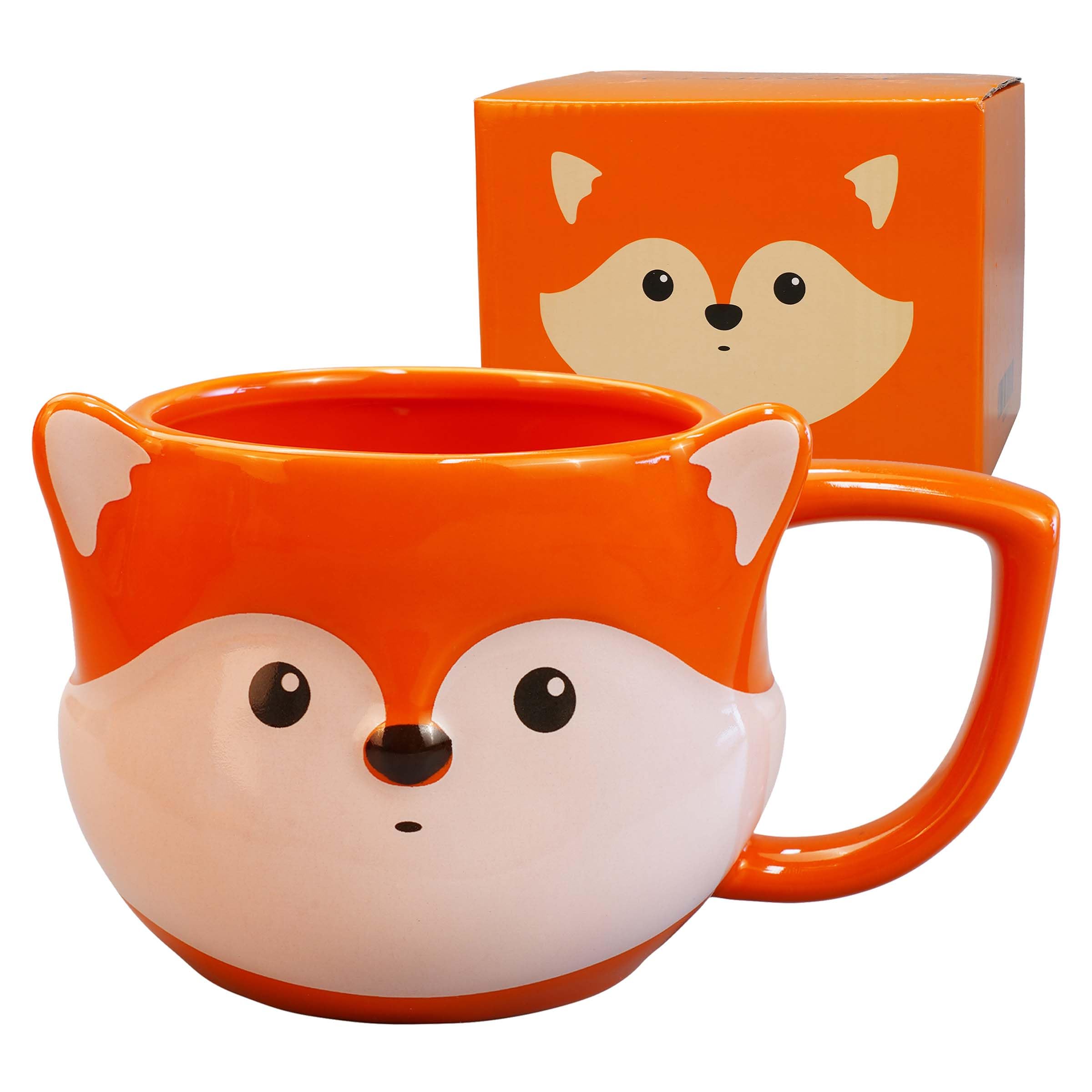 ToCooTo Fox Mug 14 oz Cute Ceramic Coffee Mug 3D Porcelain Tea Mug for Women Kawaii Cup Fox Gifts for Women Christmas Gifts Hous