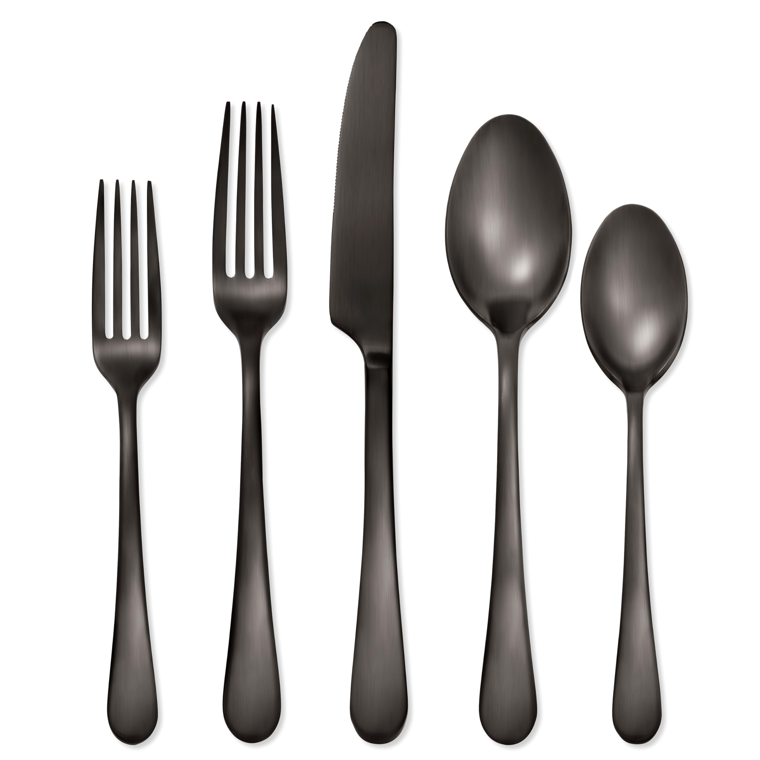 Hampton Forge Skandia Mirabella Satin Flatware Set, 20 Piece, Gunmetal