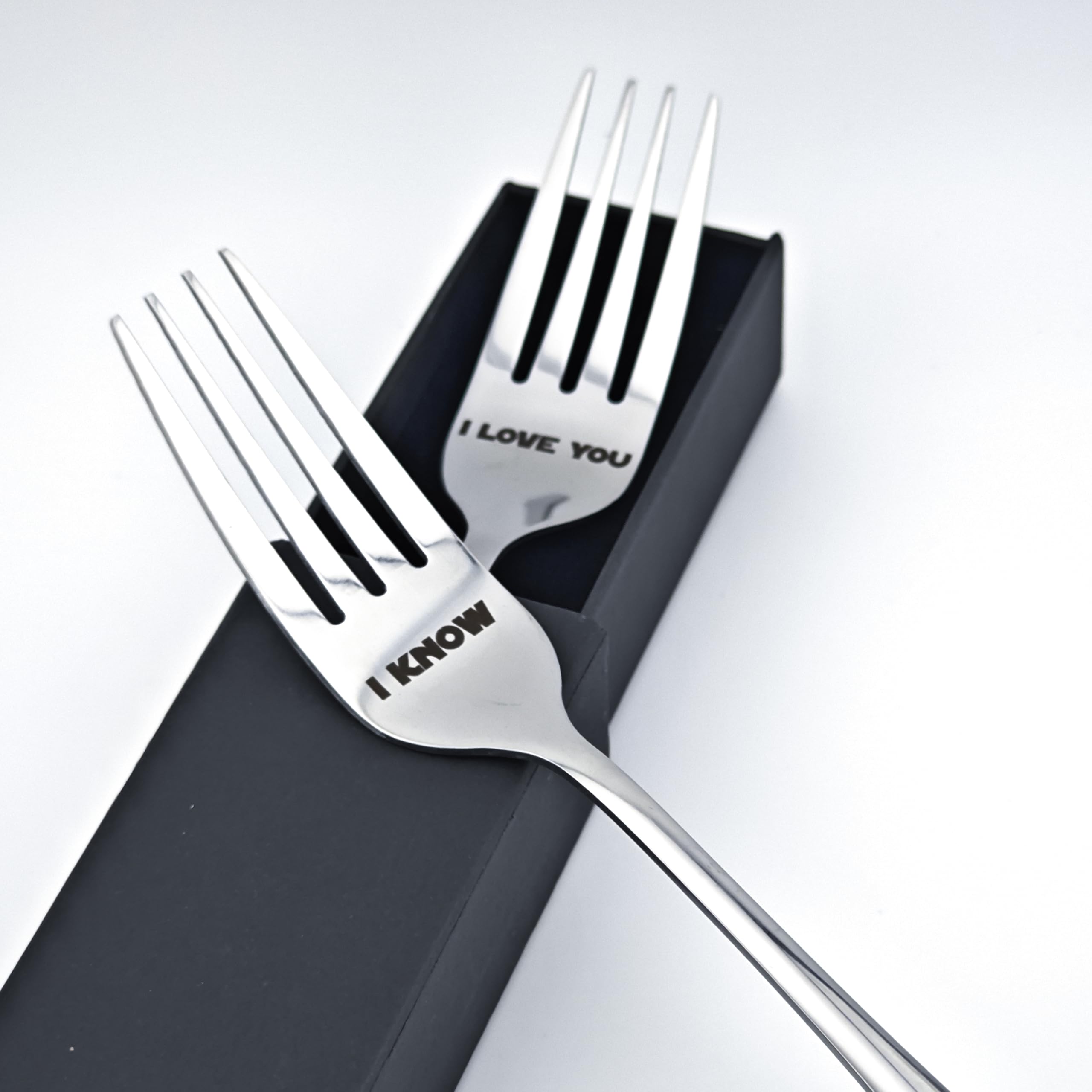 I Love You/I Know Pair Of Forks For Couple 7.9'' Laser-Engraved Fork With Gift Box, Valentine Gift For Starwars Fans