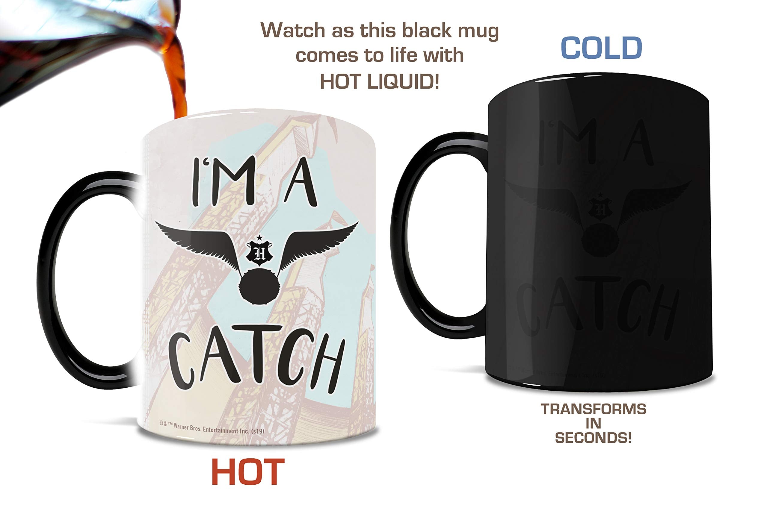 Morphing Mugs Harry Potter - Im a Catch - Shes a Keeper - Quidditch - One 11 oz Color Changing Heat Sensitive Ceramic Mug - Imag