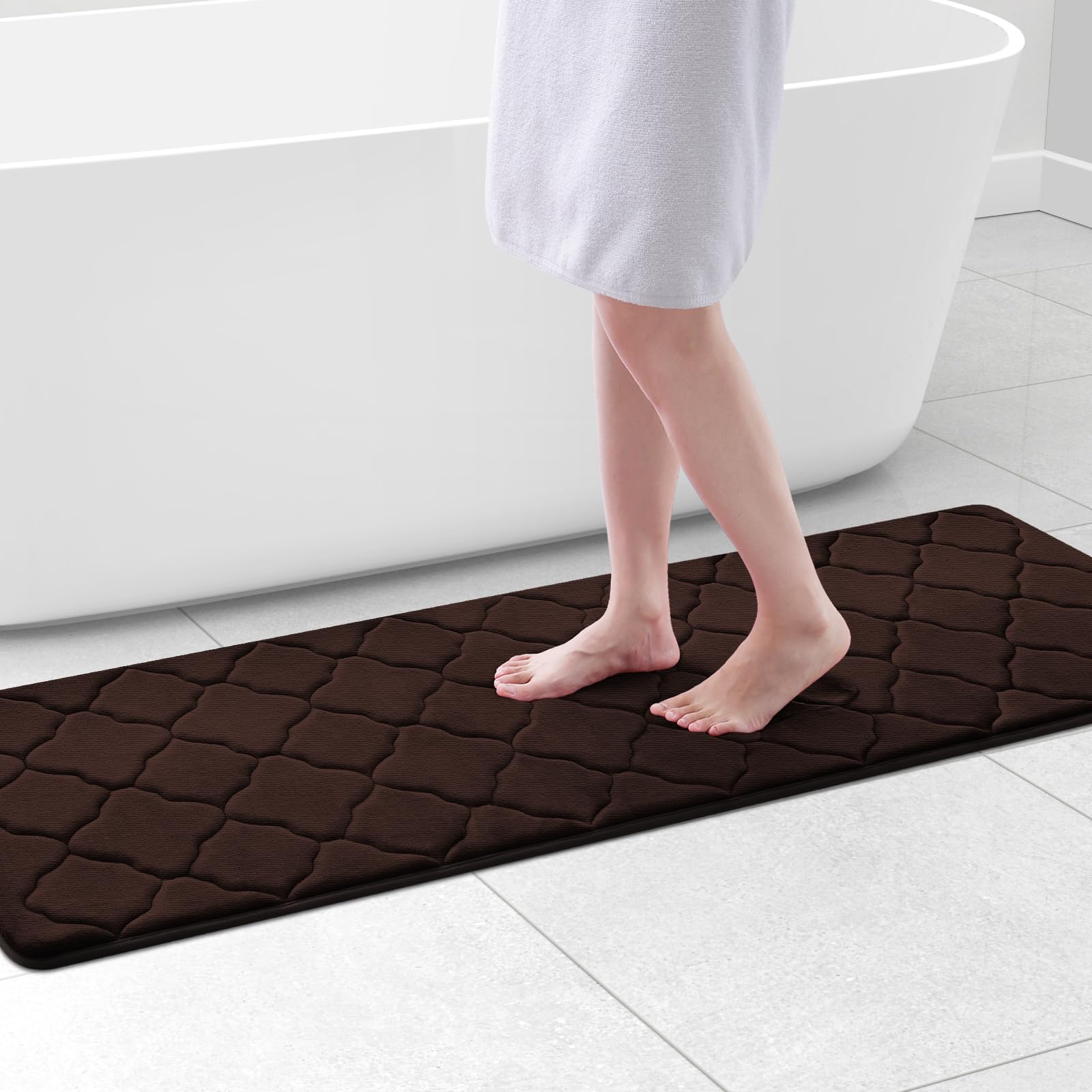 Olanly Memory Foam Bath Mat Rug 59X20, Ultra Soft Non Slip And Absorbent Bathroom Rug, Machine Wash Dry, Comfortable, Thick Bath