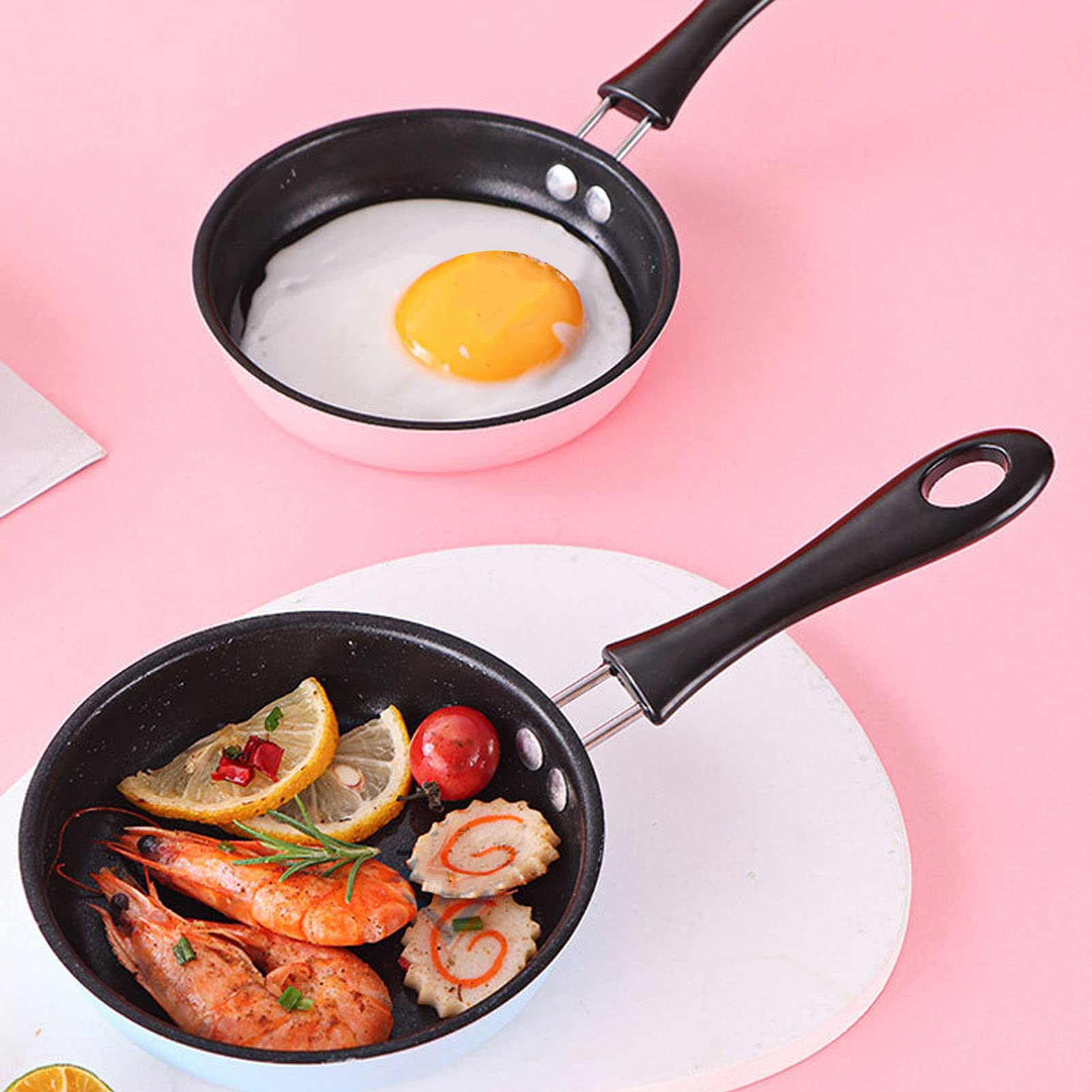 Youthink Nonstick Frying Pan, Mini Frying Pan Stainless Steel Prevent Stick Induction Pot Round Breakfast Small Fry Egg Pan With