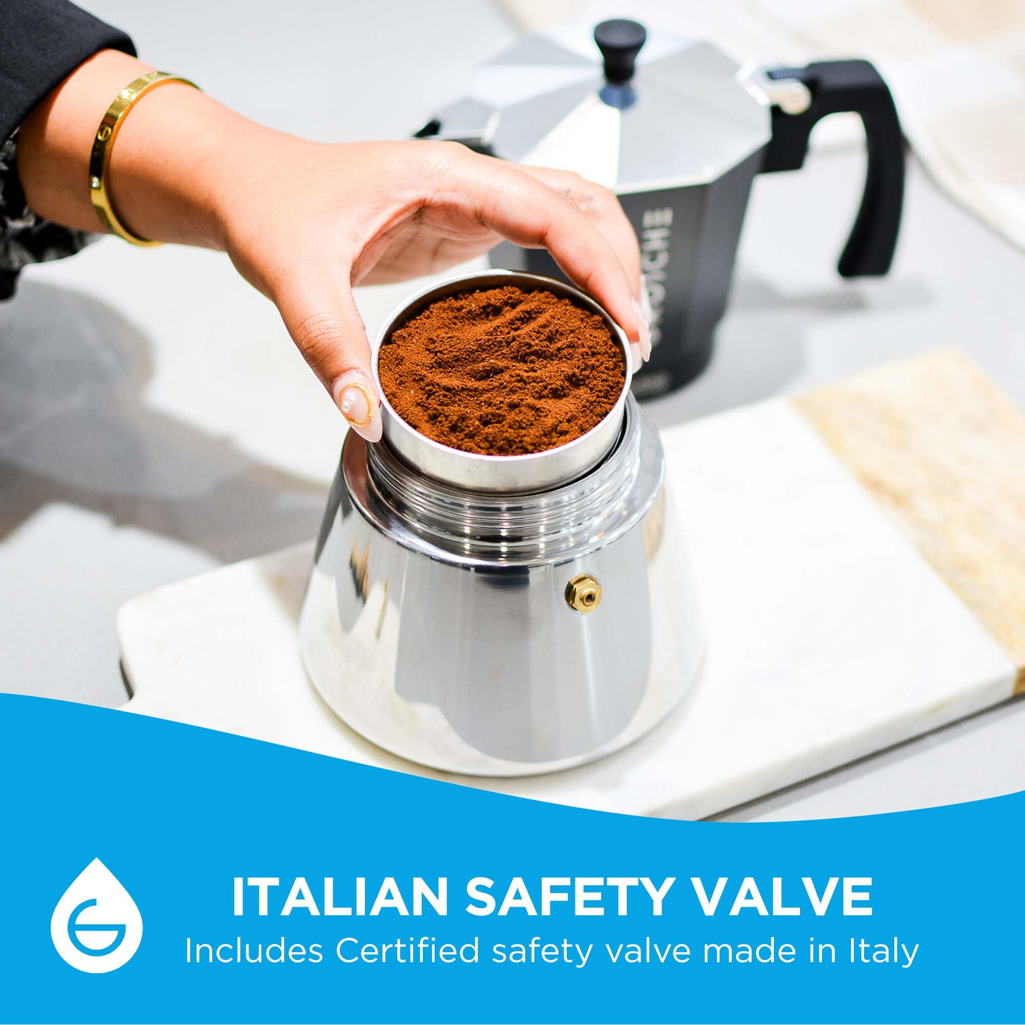 Grosche Milano Induction Stovetop Espresso Maker Moka Pot For Greca, Induction, Electric & Gas Stoves, Dishwasher Safe Stovetop
