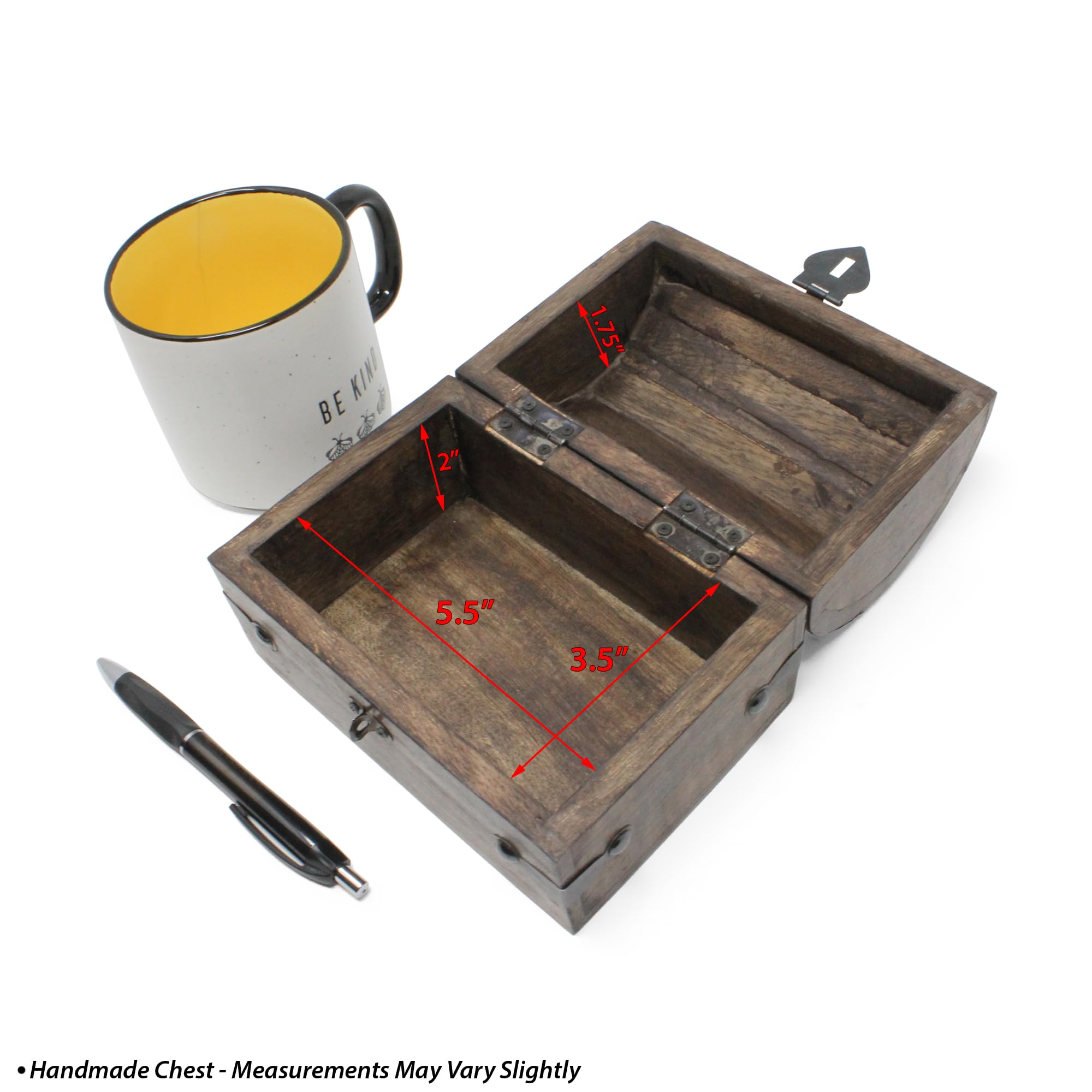Nautical Cove Handmade Pirate Treasure Chest for Kids Prizes & Classroom with Lock and Skeleton Keys - Lockable Wooden Storage C