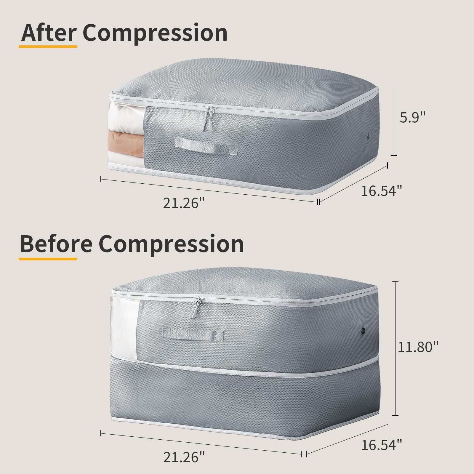 Dimj Comforter Storage Bag - Large Capacity Ultra Space Saving Self Compression Organize For Duvet, Pillow, Bedding, Blanket Sto