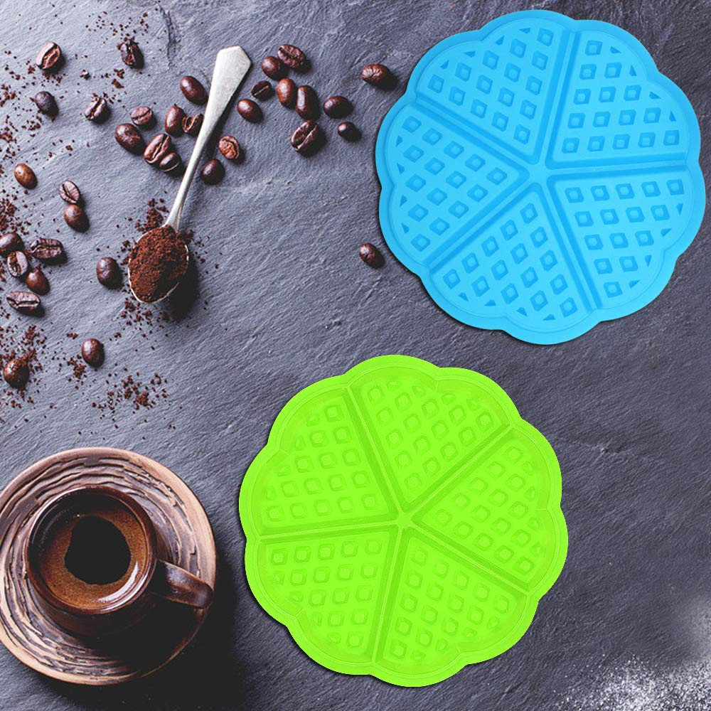 4 Pcs Waffle Mold,Sonku Silicone Heart-Shaped Square-Shaped Waffle Baking Molds Muffin Pans Chocolate Bread Pie Flan Bakeware