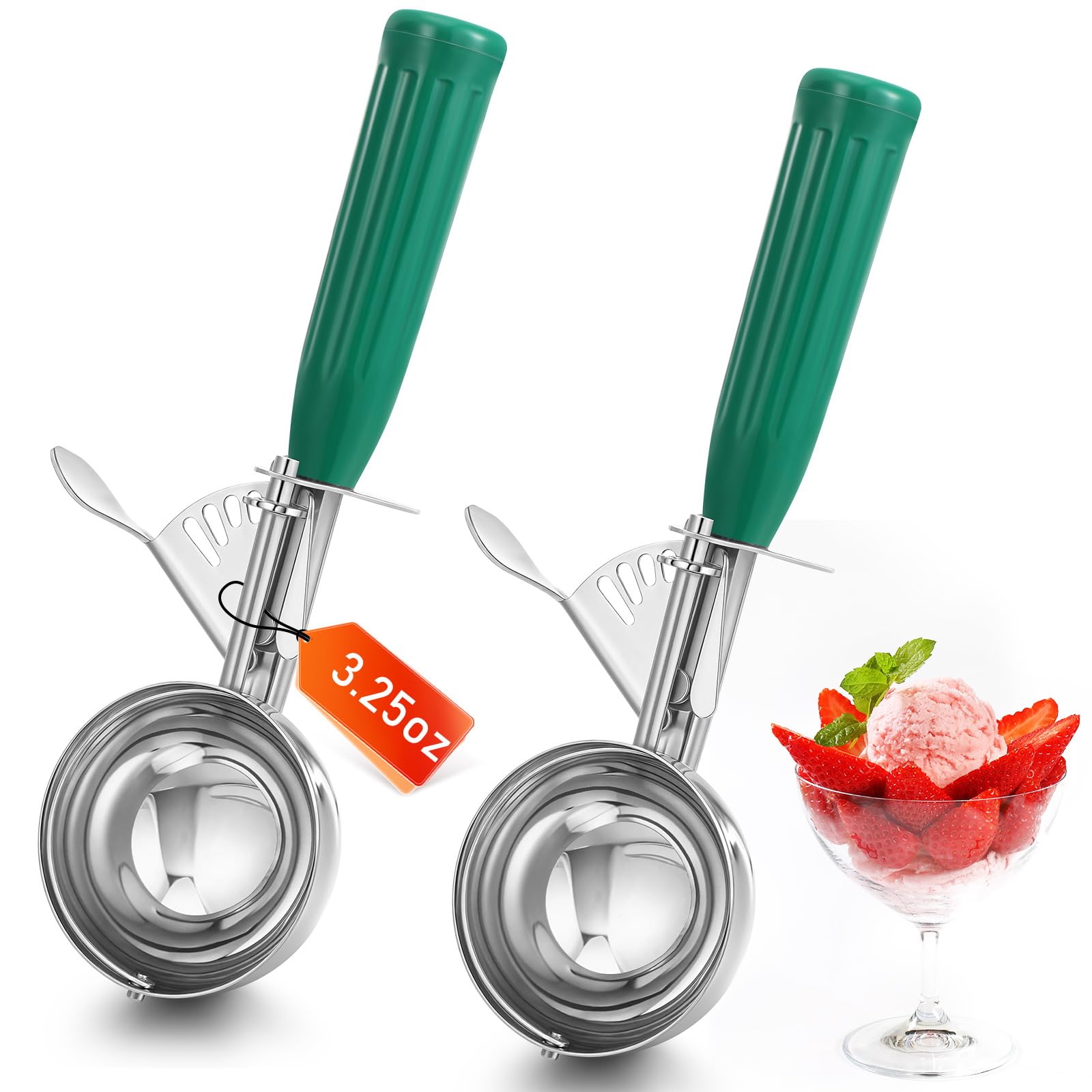 Reallnaive 2 Pcs Release Cookie Scoops Ice Cream Scooper with Trigger Release Portion Scoop Stainless Steel for Portion Control,