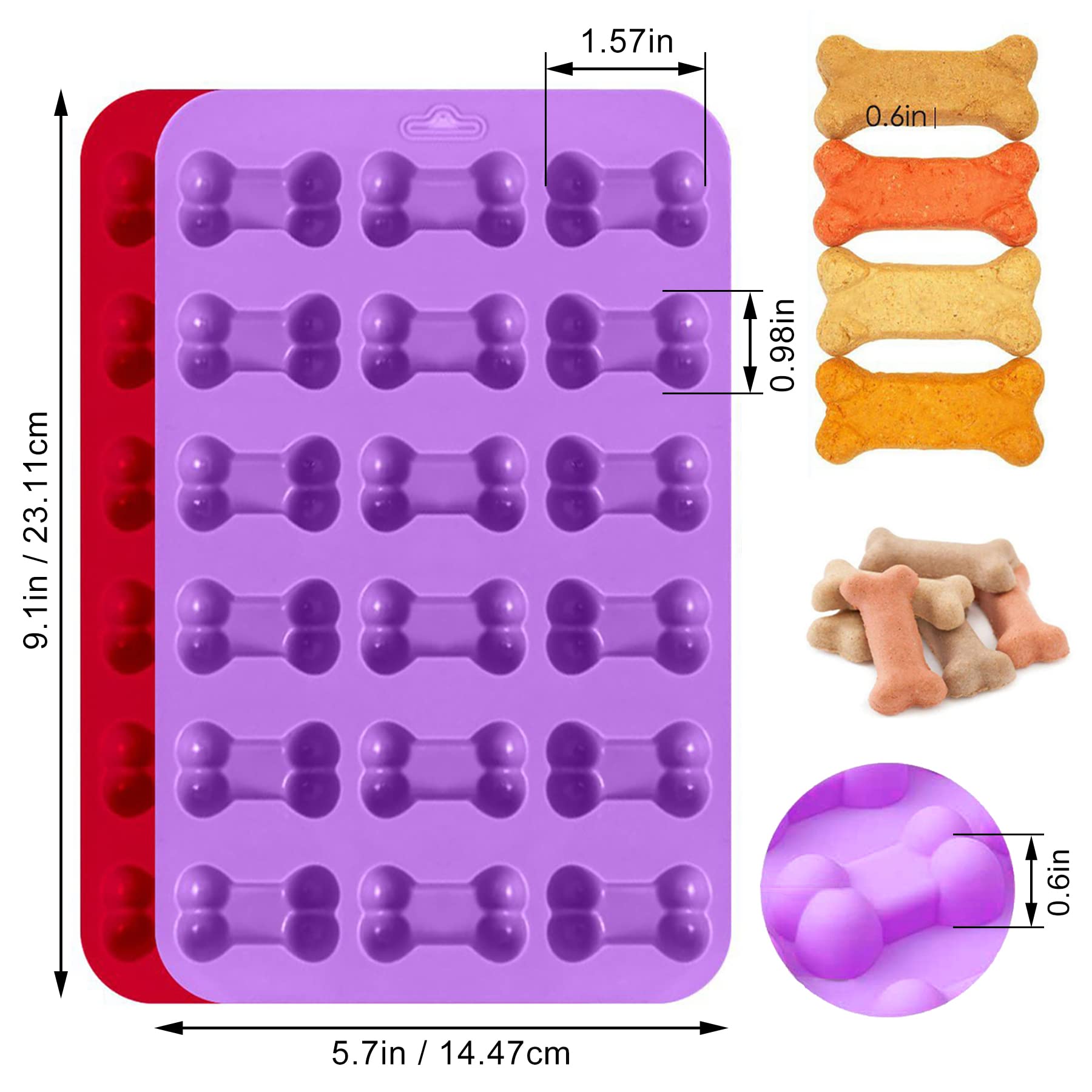 Rugvomwm Set Of 6,3 Packs Silicone Molds Puppy Dog Paw & Bone Shaped And 3 Packs Stainless Steel Dog Bone Cookie Cutters,For Hom