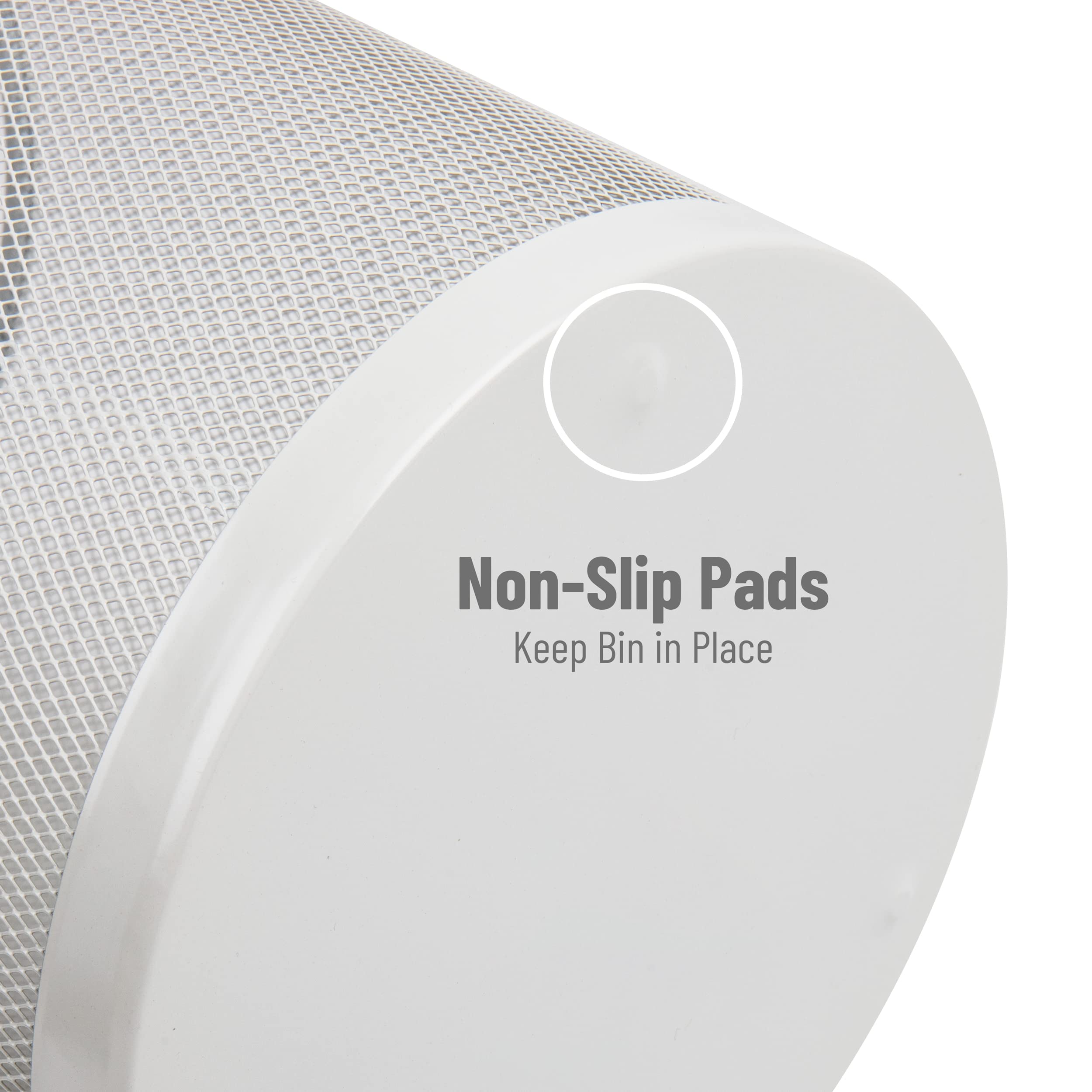 Mind Reader Mesh Trash Can, 16.65L (4.4 Gal), Waste Paper Basket, Round, Office, Metal Mesh, 11.5'' L X 11.5'' W X 13.75'' H, Wh