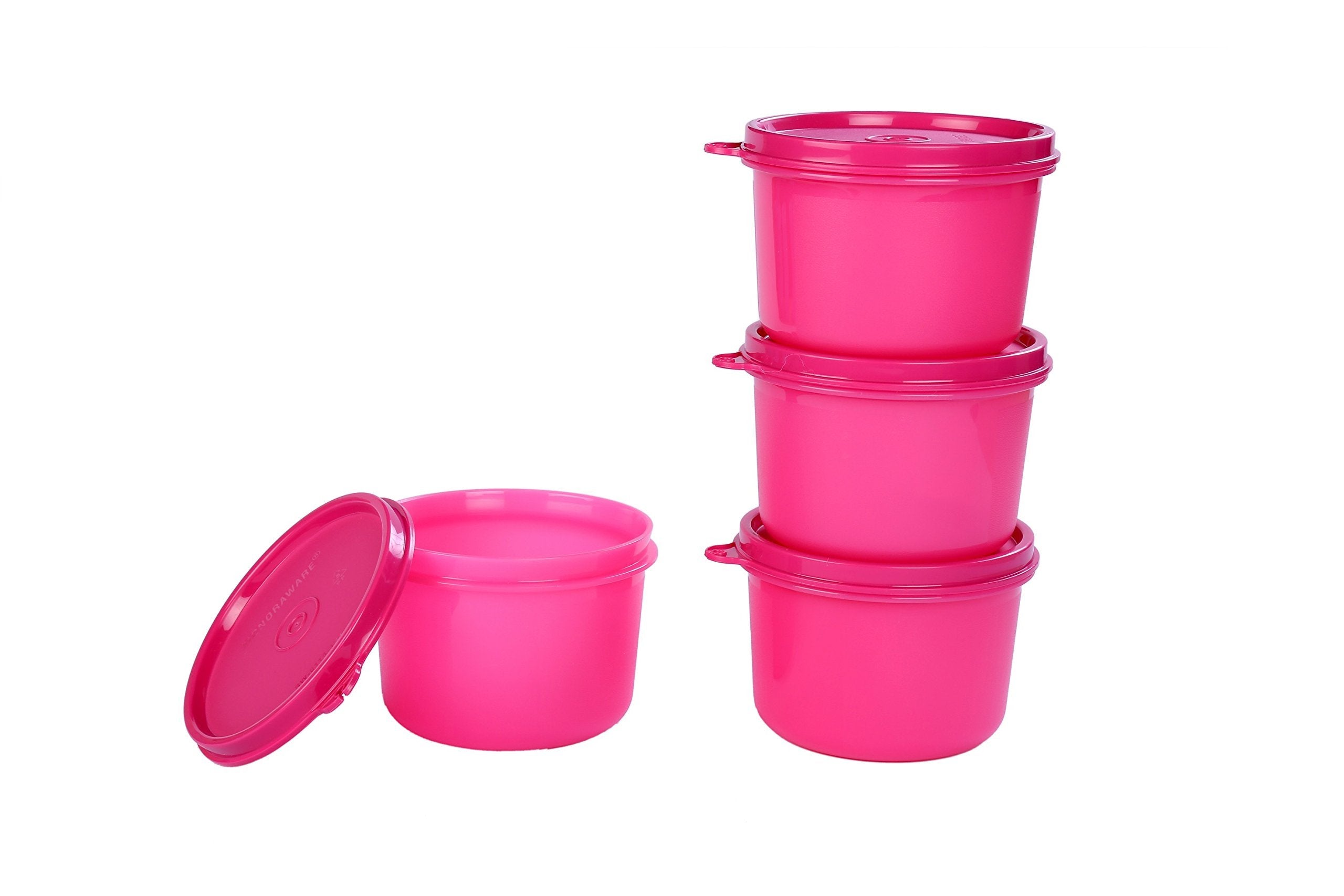 Signoraware Executive Round Big Plastic Container Set, 450Ml, Set Of 4, Pink