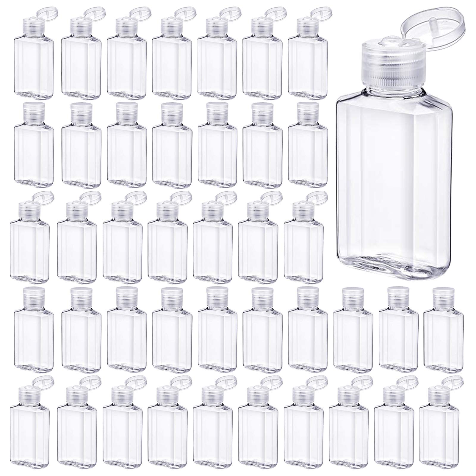 Vankcp 50 Pieces Empty Bottles With Flip Cap, 2 Oz Portable Travel Bottle Refillable Cosmetic Bottle Clear Reusable Travel Bottl
