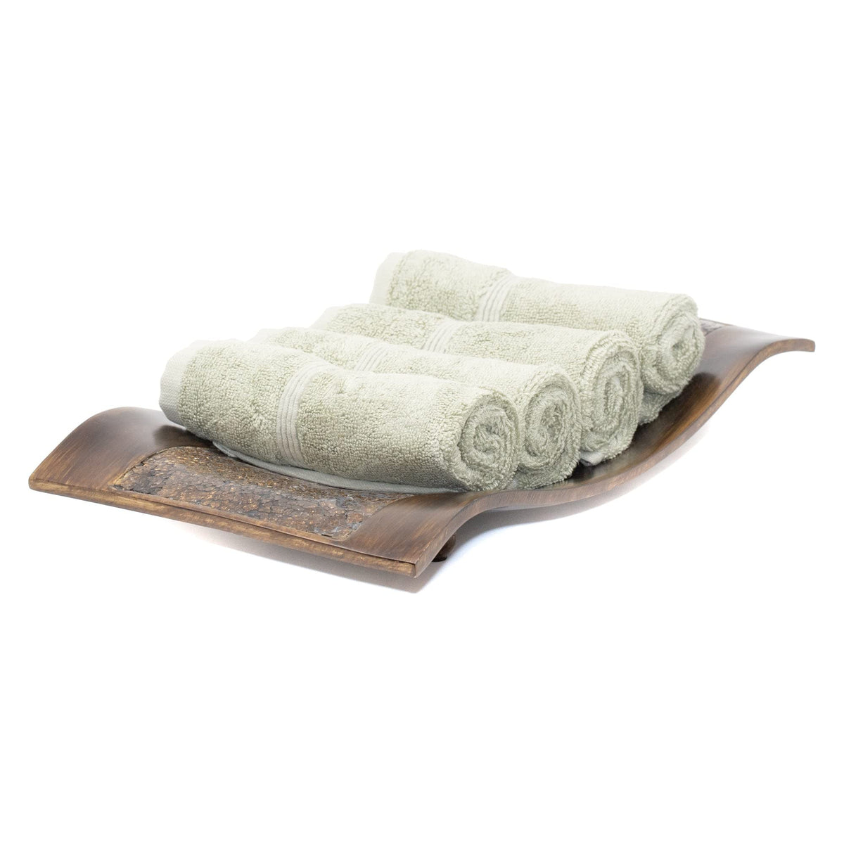 Mosobam 700 Gsm Hotel Luxury Washcloths 13X13, Set Of 4, Seagrass Green, Turkish Baby Bath Towel, Face Washcloth, Viscose Made F