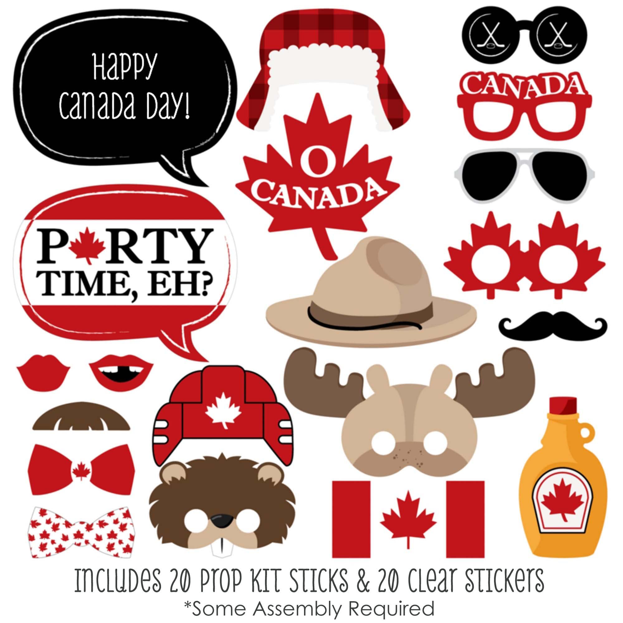 Big Dot Of Happiness Canada Day - Photo Booth Props Kit - 20 Count