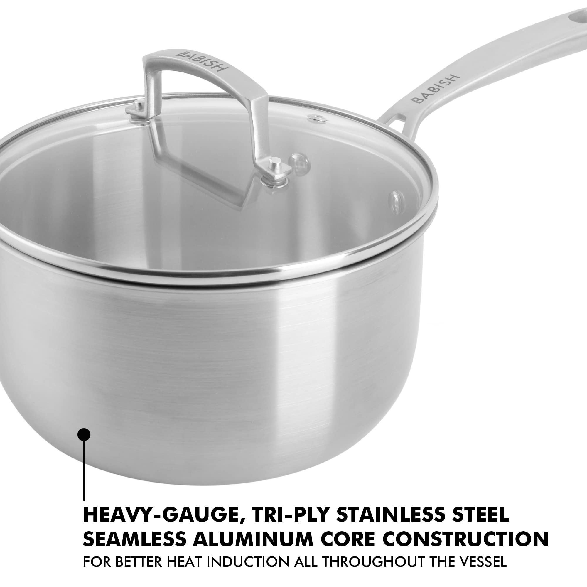 Babish Stainless Steel 3.5Qt Triply Professional Grade Sauce Pan