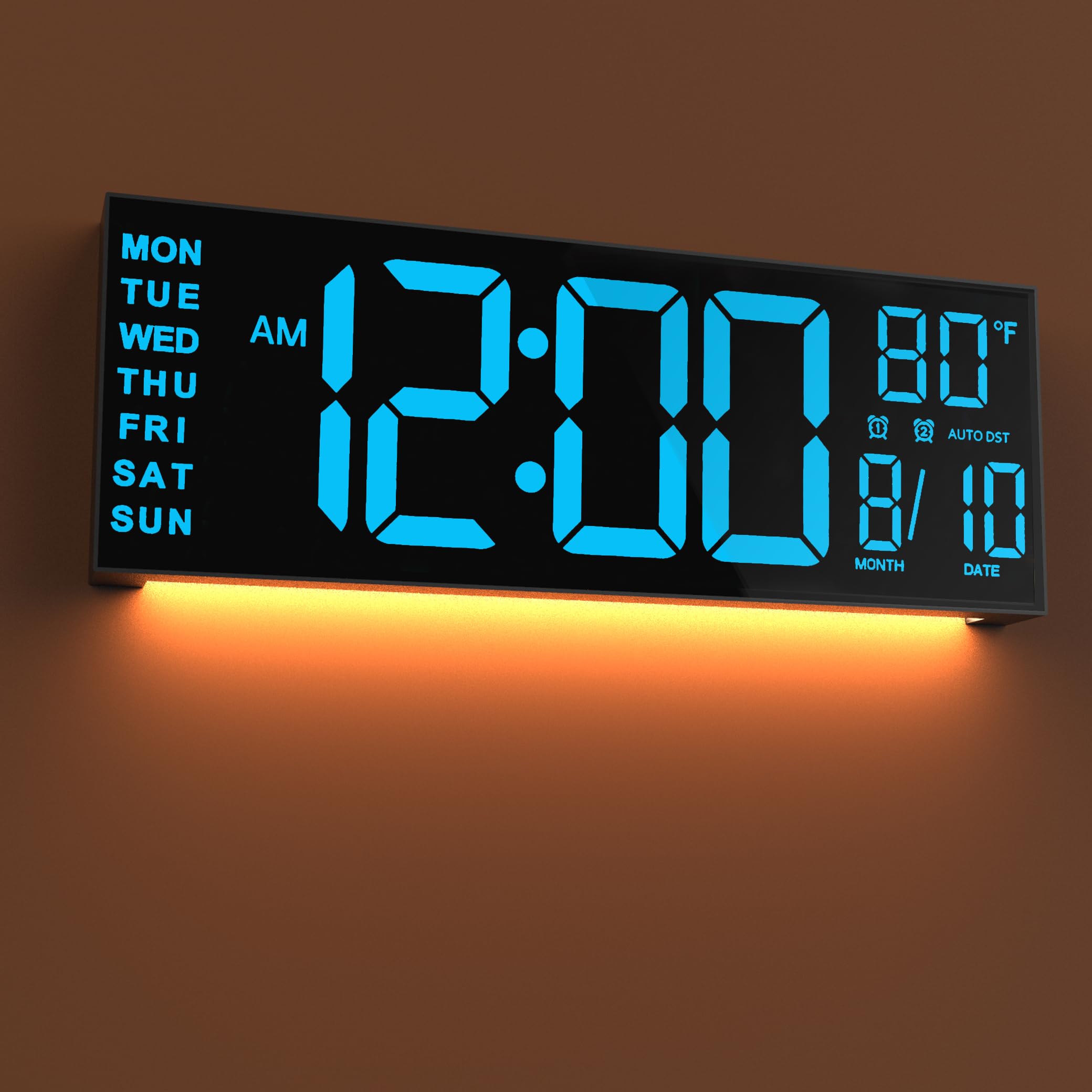 JALL 16  Large Digital Wall Mount Clock, Count Down Timer, Alarm, Big LED, DST, Temperature for Living Room Classroom Desk, Xmas