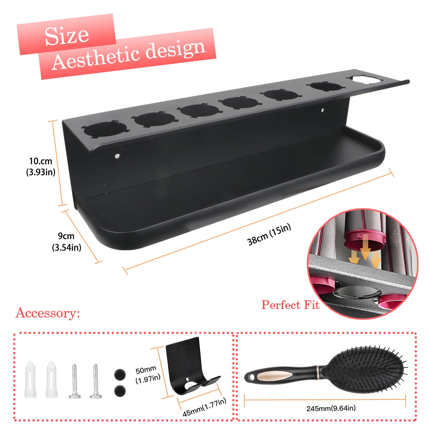 Yimerlen Wall Mounted Storage Holder Compatible With Dyson Airwrap Storage Stand Rack For Bathroom Shelf Organizer Curling Iron