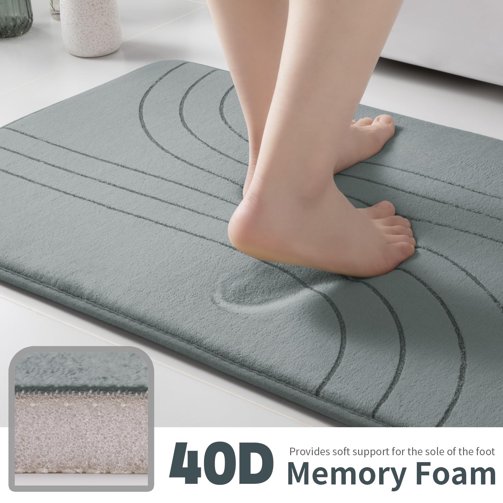 Yihouse Bathroom Rug Set 5 Pieces, Soft Non Slip Memory Foam Bath Mat Set, Extra Thick Bath Mats For Bathroom, Machine Washable