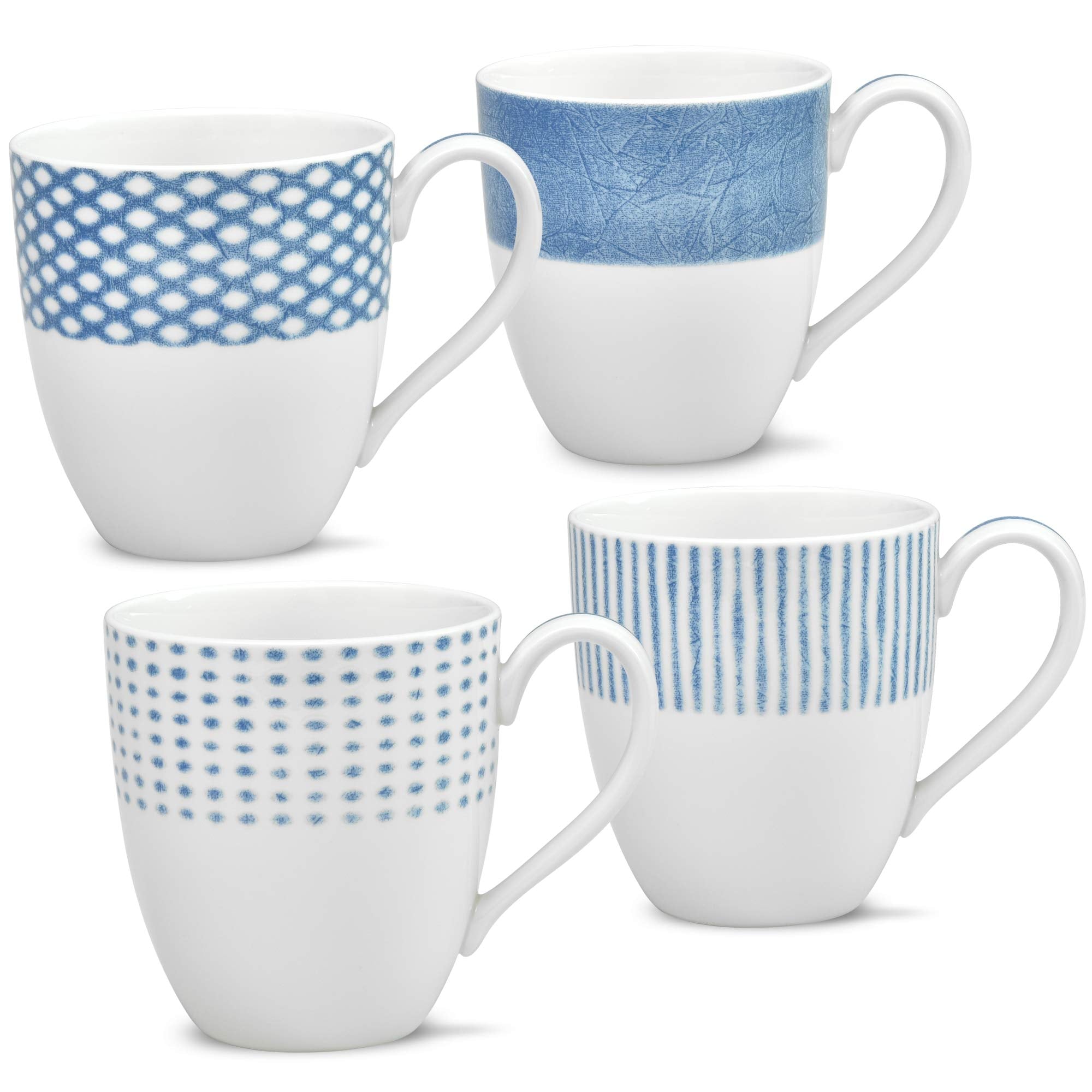 Noritake Blue Hammock Set of 4 Assorted Mugs, 15 oz.