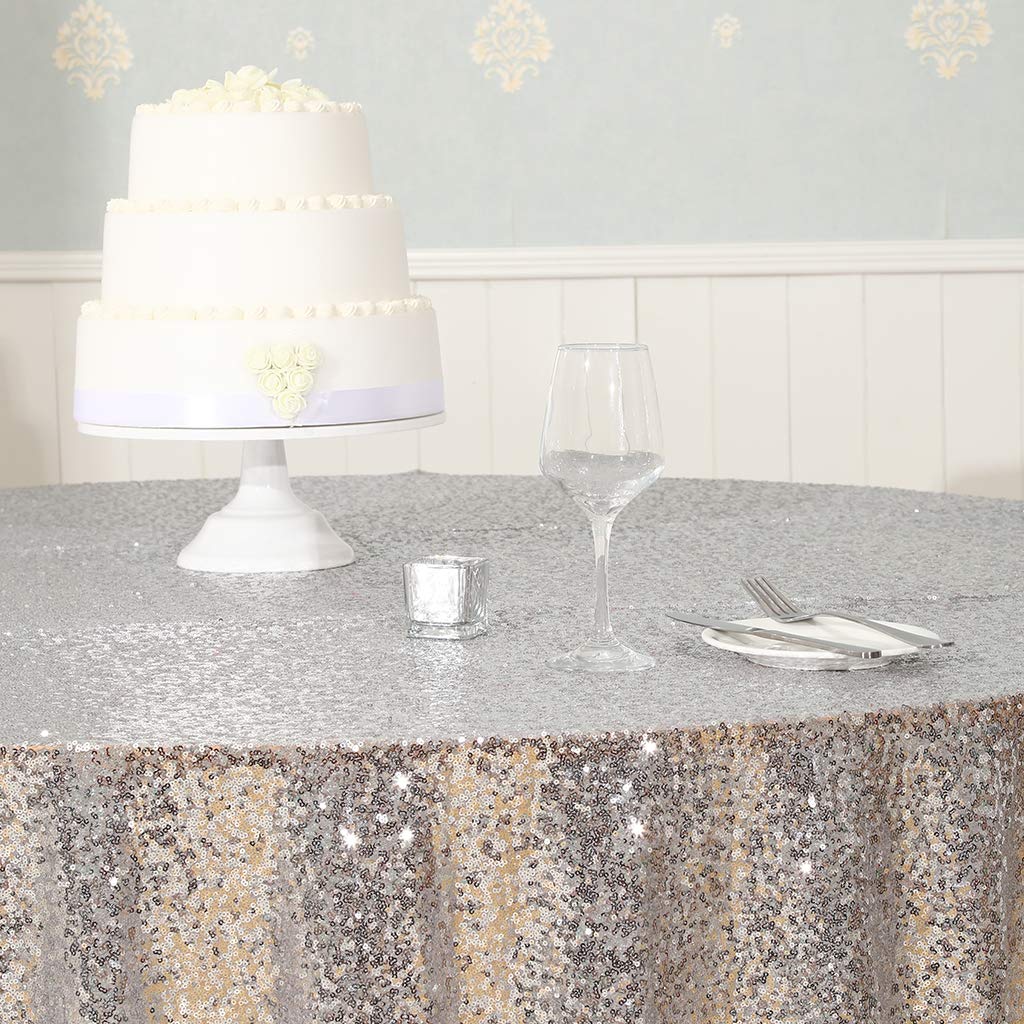 Eternal Beauty Sequin Tablecloth,Sparkly Table Cloth For Wedding Party, Christmas Decorations Round Glitter Tablecloth (120'', S