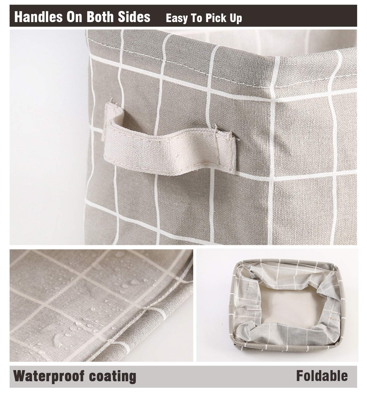 AARAINBOW 4 Packs Storage Basket Bins Canvas Mini Storage Cubes Storage Basket for Makeup  Toys Liners  Books Storage Baskets with Handles for Shelves & Desks (2Black+2Gray)