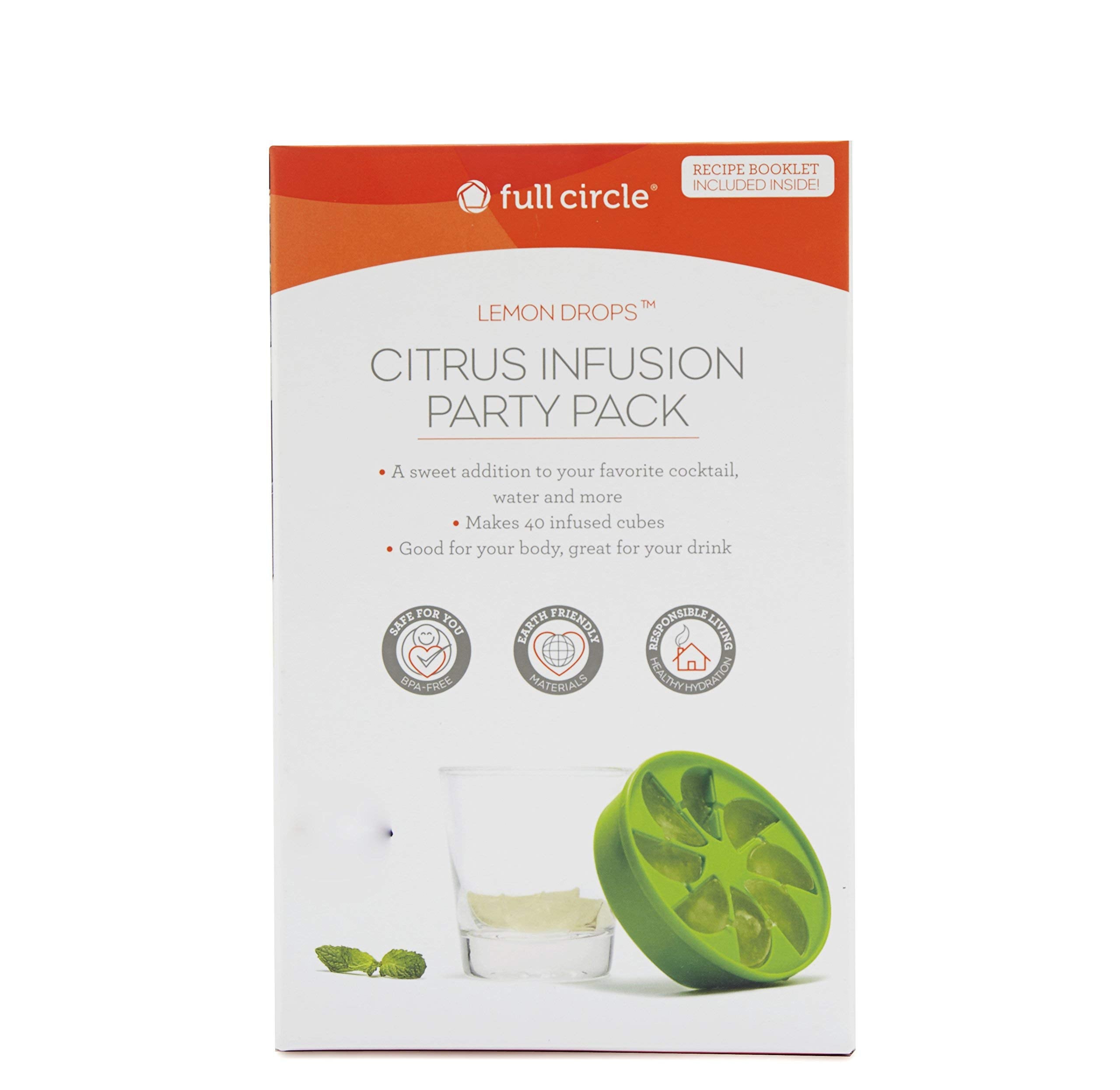 Full Circle Lemon Drops Citrus Ice Cube Infusion Set With Reamer And Silicone Trays, 6-Piece Set