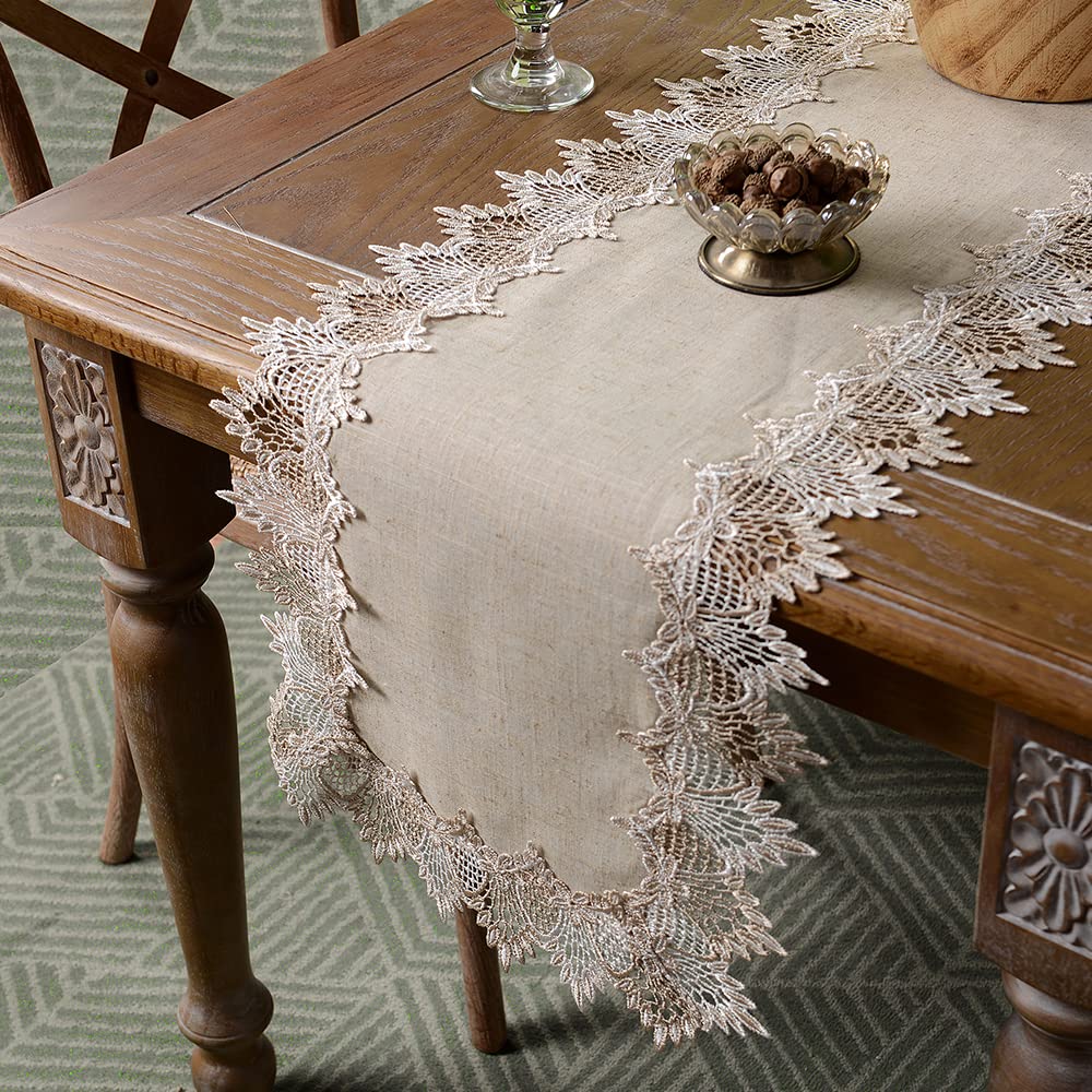 Artable Grey Table Runner Coffee Farmhouse Rustic Macrame Dresser Scarf Lace Small Table Runners For Kitchen Home Outdoor Picnic