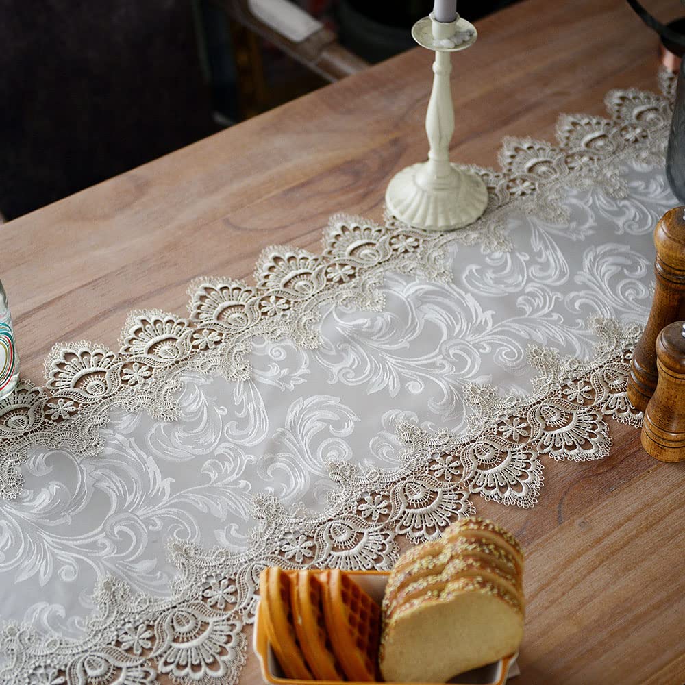 Artable Lace Table Runner Macrame Farmhouse Boho Christmas Rustic Embroidered Dresser Scarf Oblong For Wedding Shower Kitchen Ou