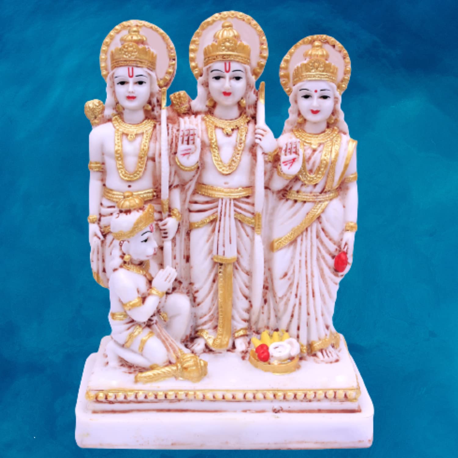 Buji Craft Shri Ram Darbar Laxman Hanuman Sita Rama Parivaram Ramaparivaram Showpiece Figurine Idol Murti Mandir Pooja Outdoor G