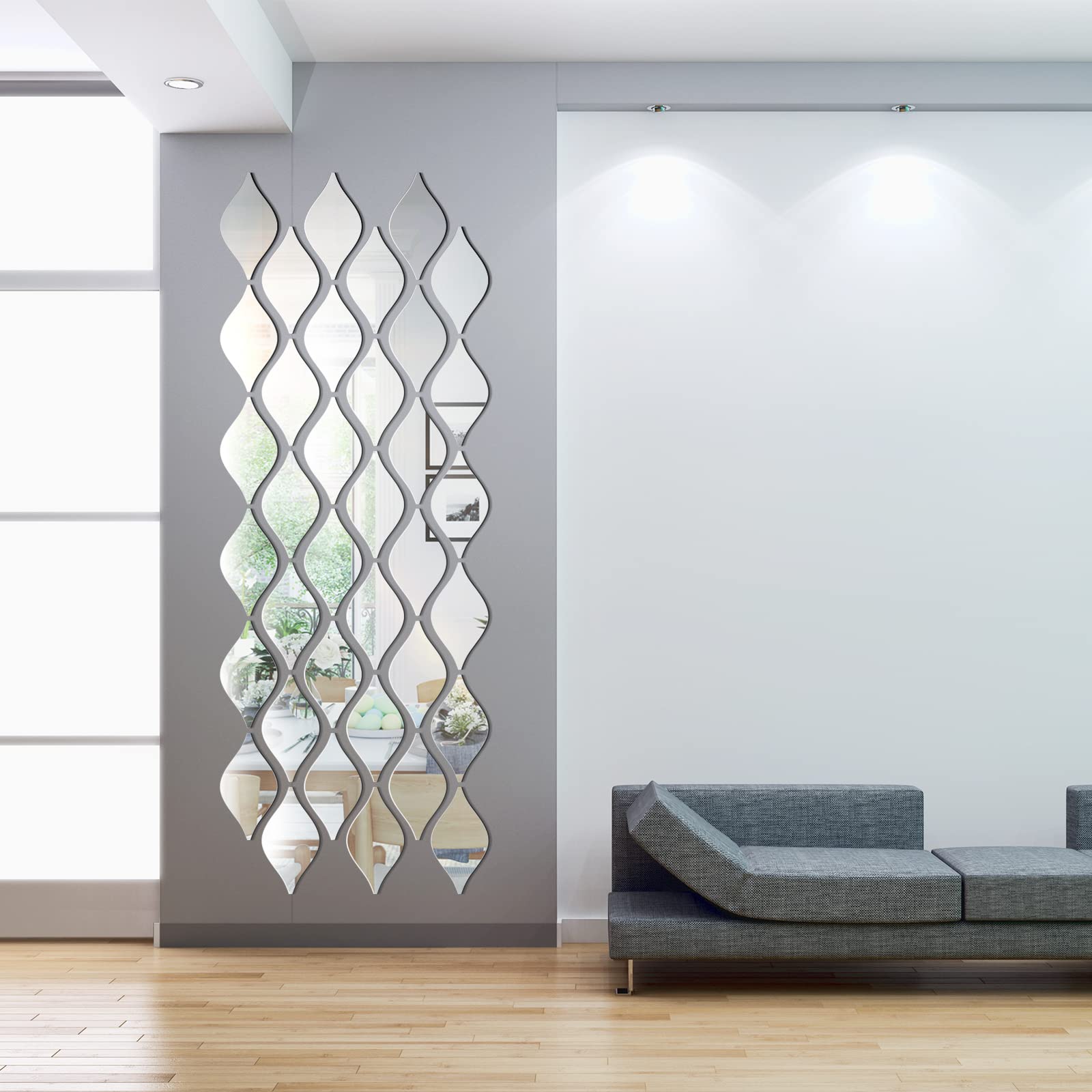 Weysat 30 Pcs Teardrop Mirror Stickers Wall Decor Removable Acrylic Mirror Wall Stickers 3D Mirror Wall Art Decals For Living Ro